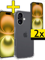 LUQ LUQ iPhone 16 Plus Hoesje Shockproof Met 2x Screenprotector Met Dichte Notch