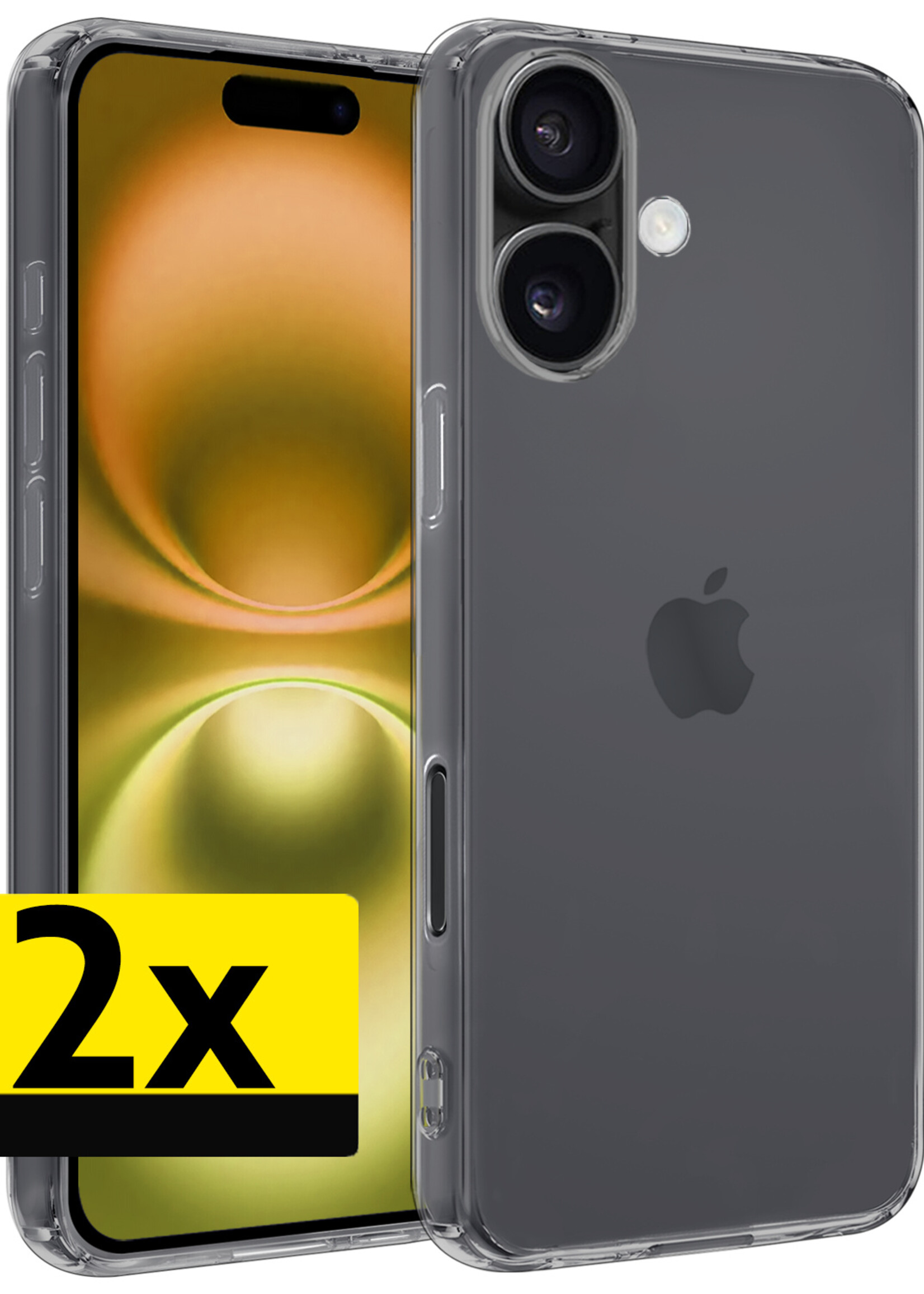 LUQ Hoesje Geschikt voor iPhone 16 Hoesje Siliconen Case - Hoes Geschikt voor iPhone 16 Hoes Siliconen - Transparant - 2 Stuks