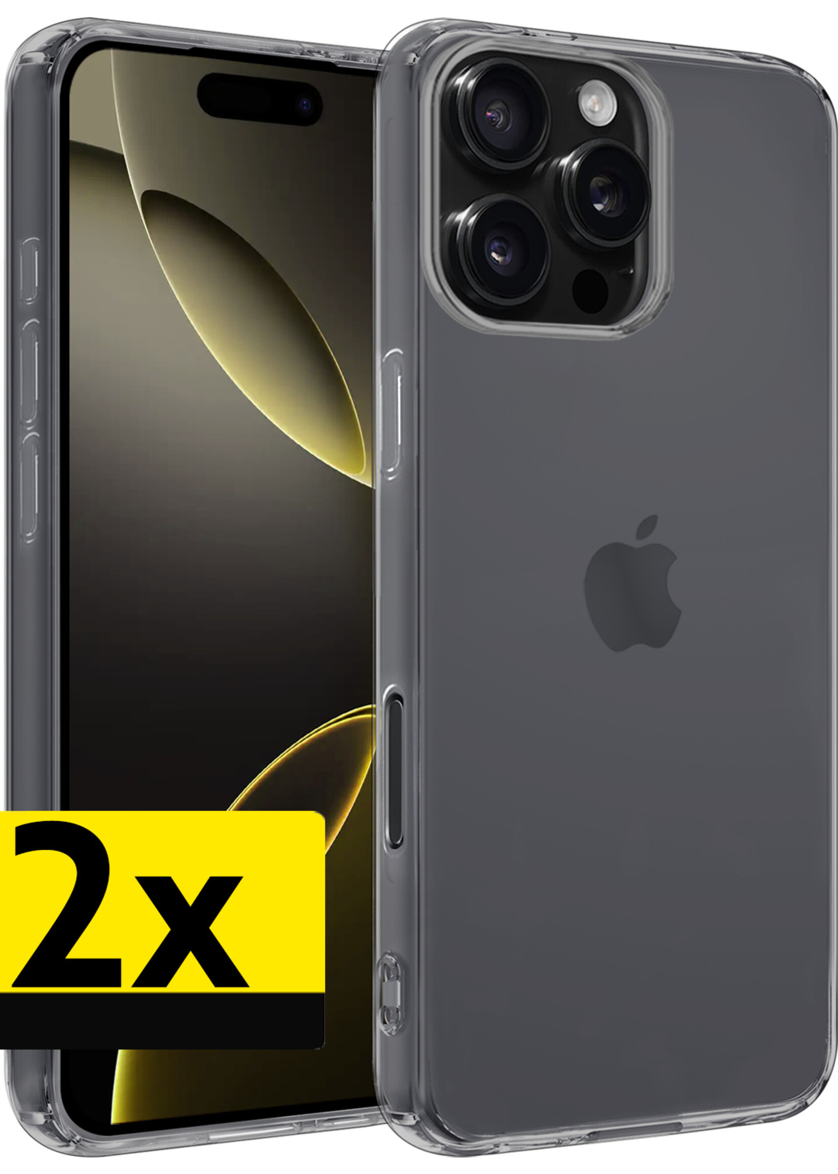 LUQ Hoesje Geschikt voor iPhone 16 Pro Hoesje Siliconen Case - Hoes Geschikt voor iPhone 16 Pro Hoes Siliconen - Transparant - 2 Stuks