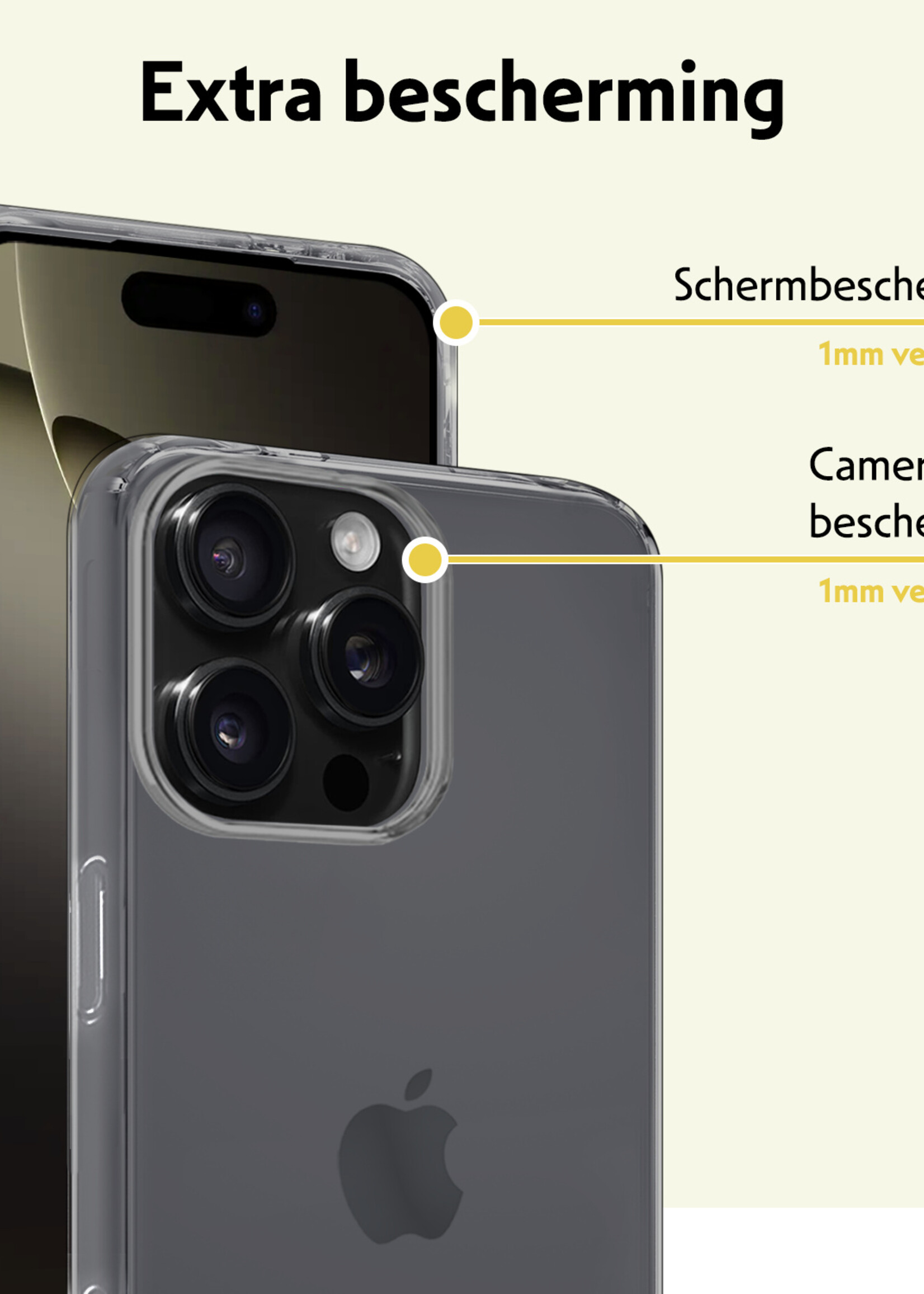 LUQ Hoesje Geschikt voor iPhone 16 Pro Hoesje Siliconen Case Met Screenprotector - Hoes Geschikt voor iPhone 16 Pro Hoes Siliconen - Transparant