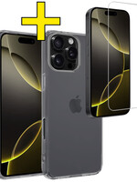 LUQ LUQ iPhone 16 Pro Max Hoesje Siliconen Met Screenprotector Met Dichte Notch - Transparant