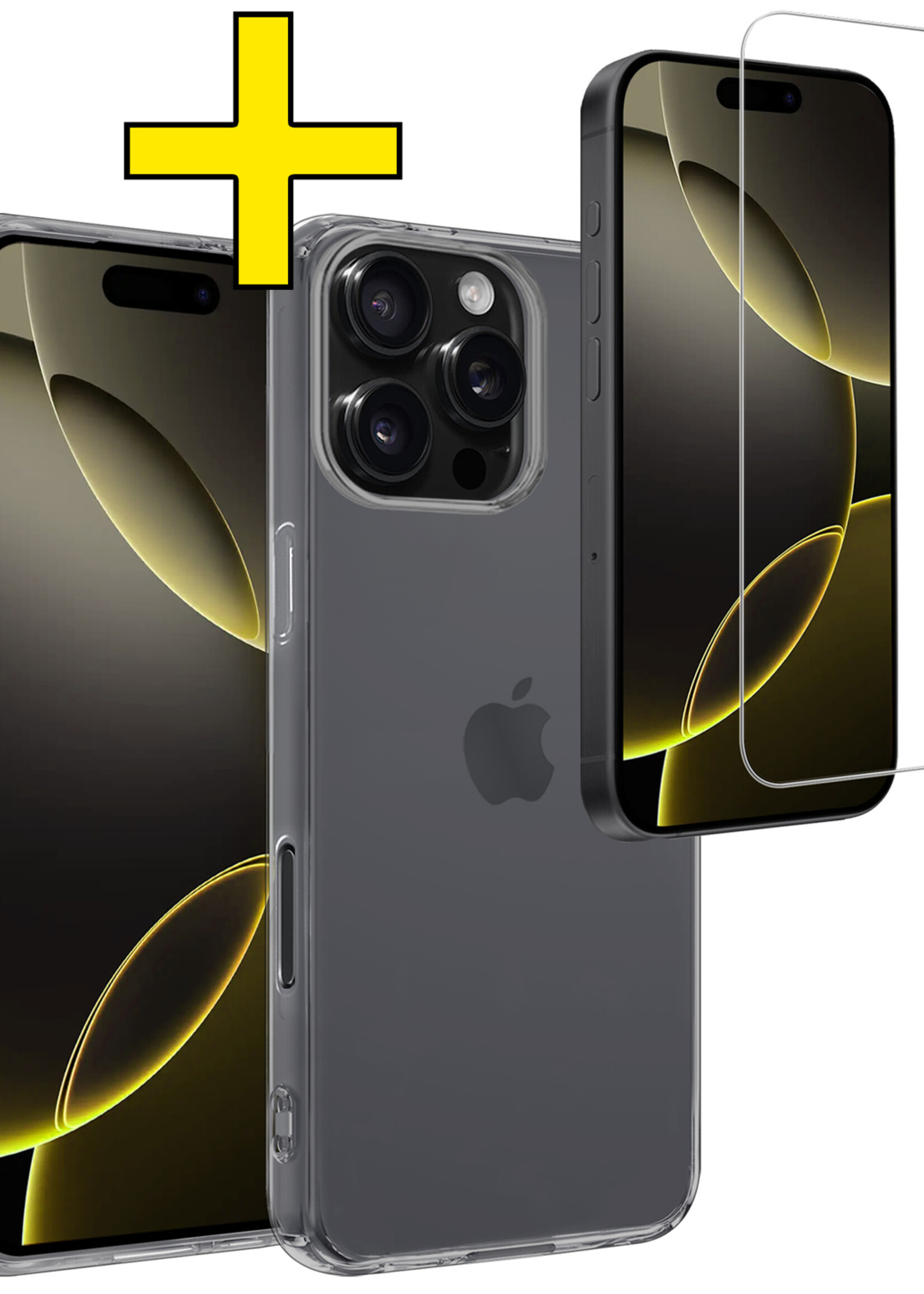 LUQ Hoesje Geschikt voor iPhone 16 Pro Max Hoesje Siliconen Case Met Screenprotector - Hoes Geschikt voor iPhone 16 Pro Max Hoes Siliconen - Transparant