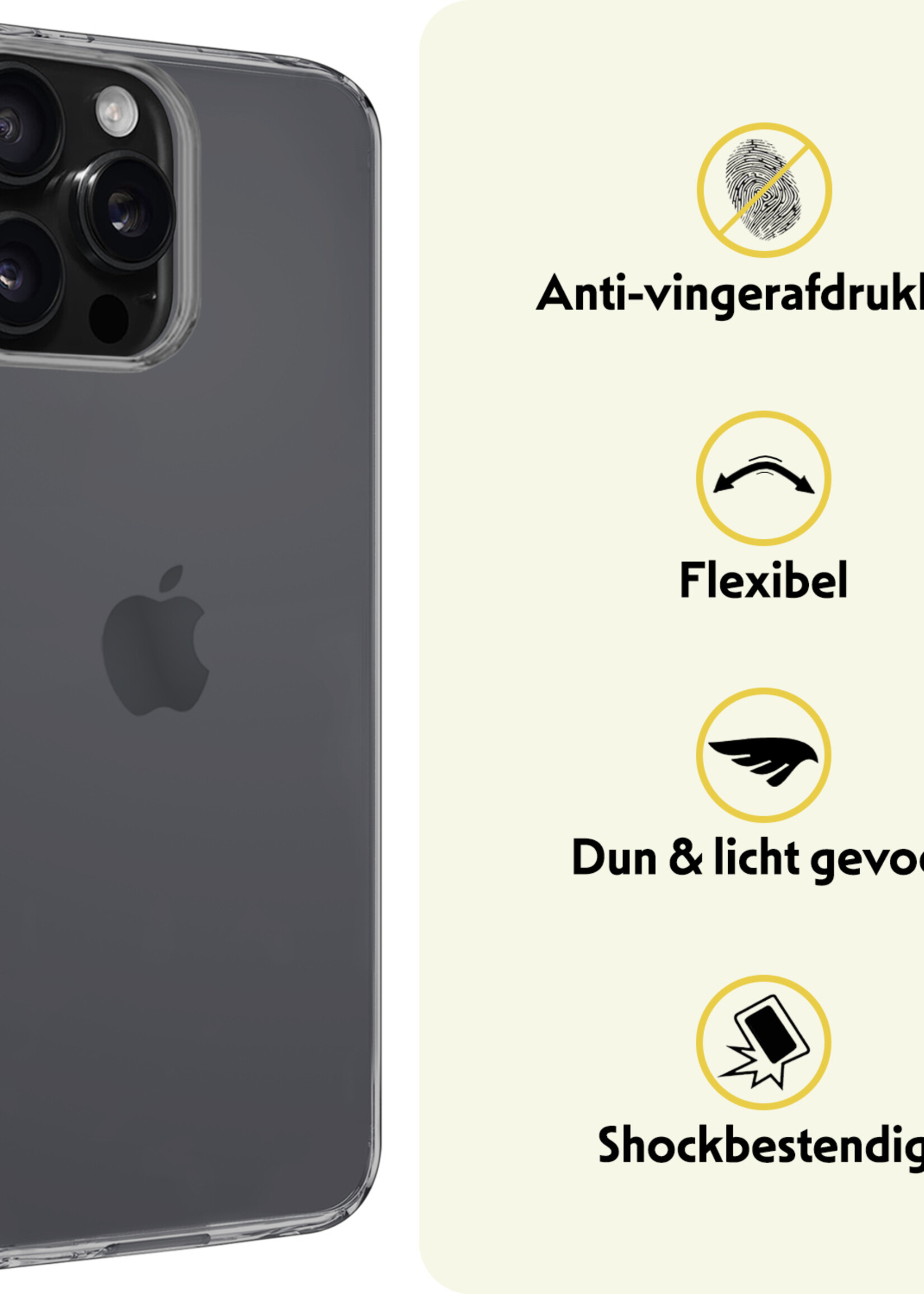 LUQ Hoesje Geschikt voor iPhone 16 Pro Max Hoesje Siliconen Case Met 2x Screenprotector - Hoes Geschikt voor iPhone 16 Pro Max Hoes Siliconen - Transparant