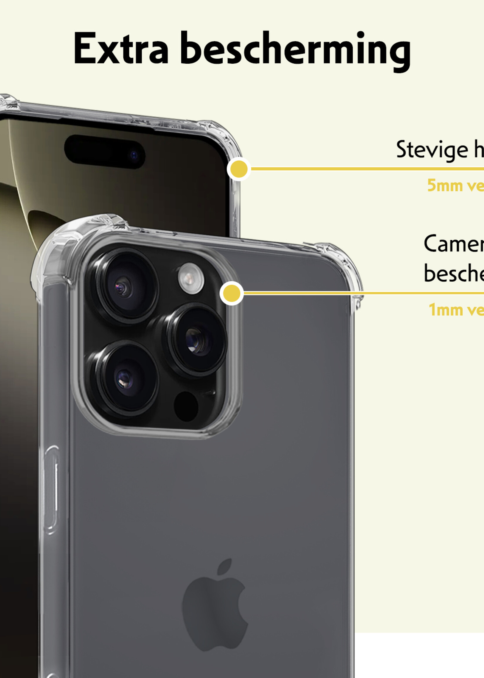 LUQ Hoesje Geschikt voor iPhone 16 Pro Hoesje Case Pashouder Cover Siliconen - Hoes Geschikt voor iPhone 16 Pro Hoesje Met Kaarthouder - Transparant - 2 Stuks