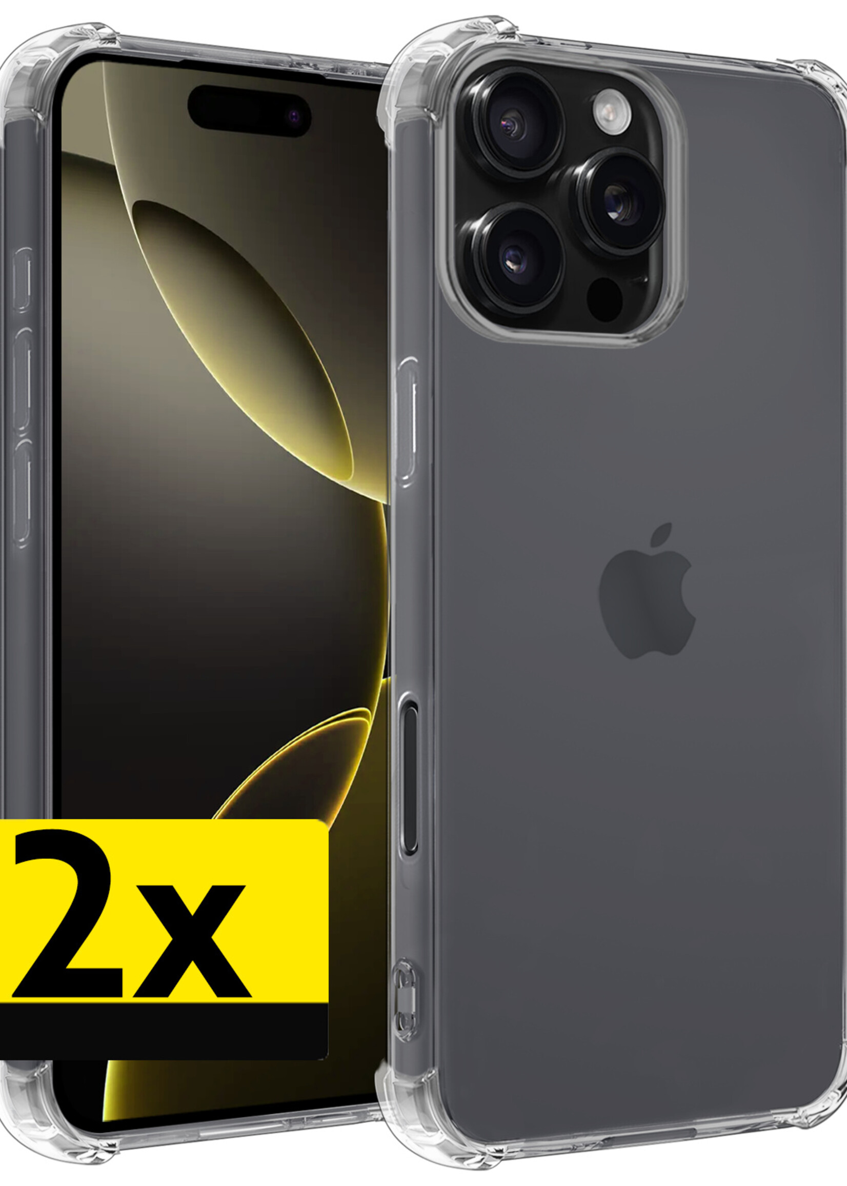 LUQ Hoesje Geschikt voor iPhone 16 Pro Max Hoesje Case Pashouder Cover Siliconen - Hoes Geschikt voor iPhone 16 Pro Max Hoesje Met Kaarthouder - Transparant - 2 Stuks