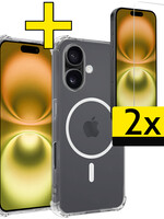 LUQ LUQ iPhone 16 Magsafe Hoesje Transparant Met 2x Screenprotector