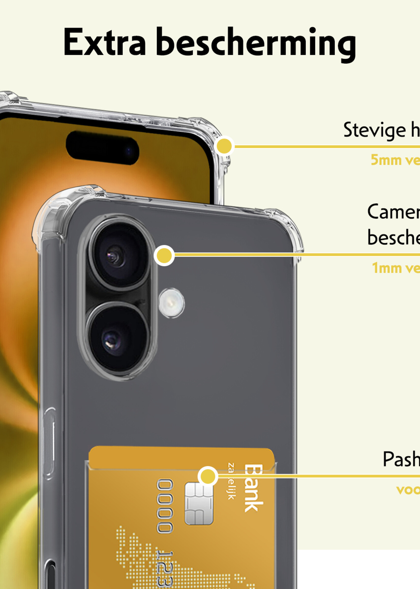 LUQ Hoesje Geschikt voor iPhone 16 Plus Hoesje Shockproof Case Siliconen Met Screenprotector - Hoes Geschikt voor iPhone 16 Plus Hoes Cover Siliconen - Transparant