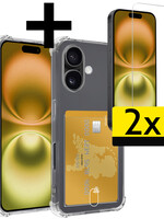 LUQ LUQ iPhone 16 Plus Hoesje Pashouder Met 2x Screenprotector