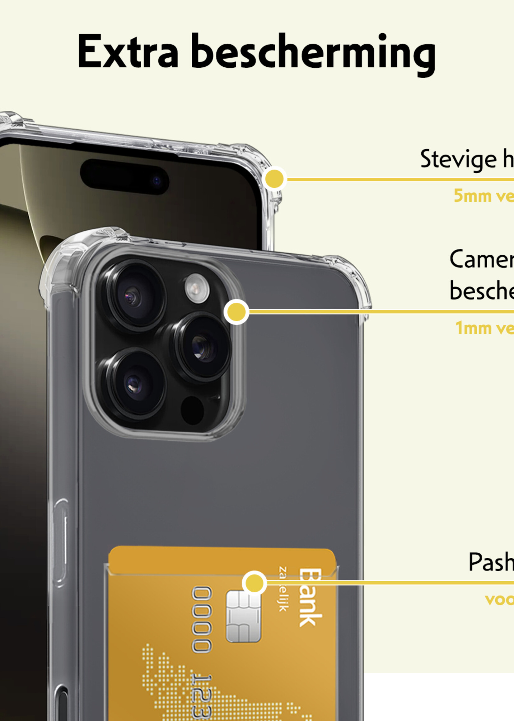 LUQ Hoesje Geschikt voor iPhone 16 Pro Hoesje Shockproof Case Siliconen Met Screenprotector - Hoes Geschikt voor iPhone 16 Pro Hoes Cover Siliconen - Transparant