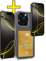 LUQ LUQ iPhone 16 Pro Max Hoesje Pashouder Met Screenprotector