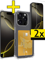 LUQ LUQ iPhone 16 Pro Max Hoesje Pashouder Met 2x Screenprotector