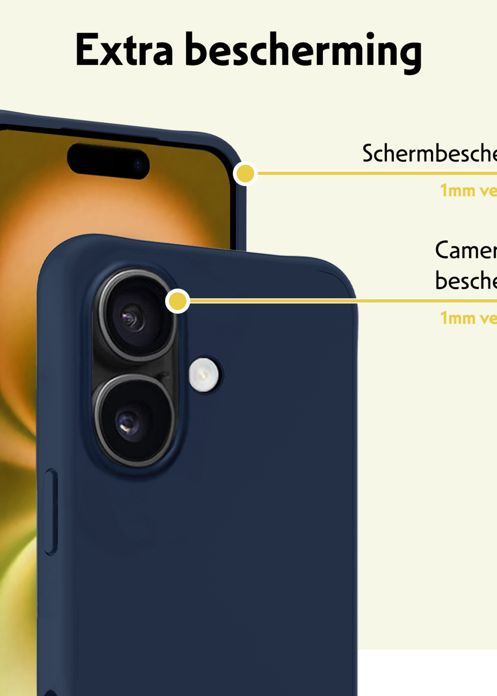 LUQ Hoesje Geschikt voor iPhone 16 Hoesje Siliconen Case - Hoes Geschikt voor iPhone 16 Hoes Siliconen - Donkerblauw