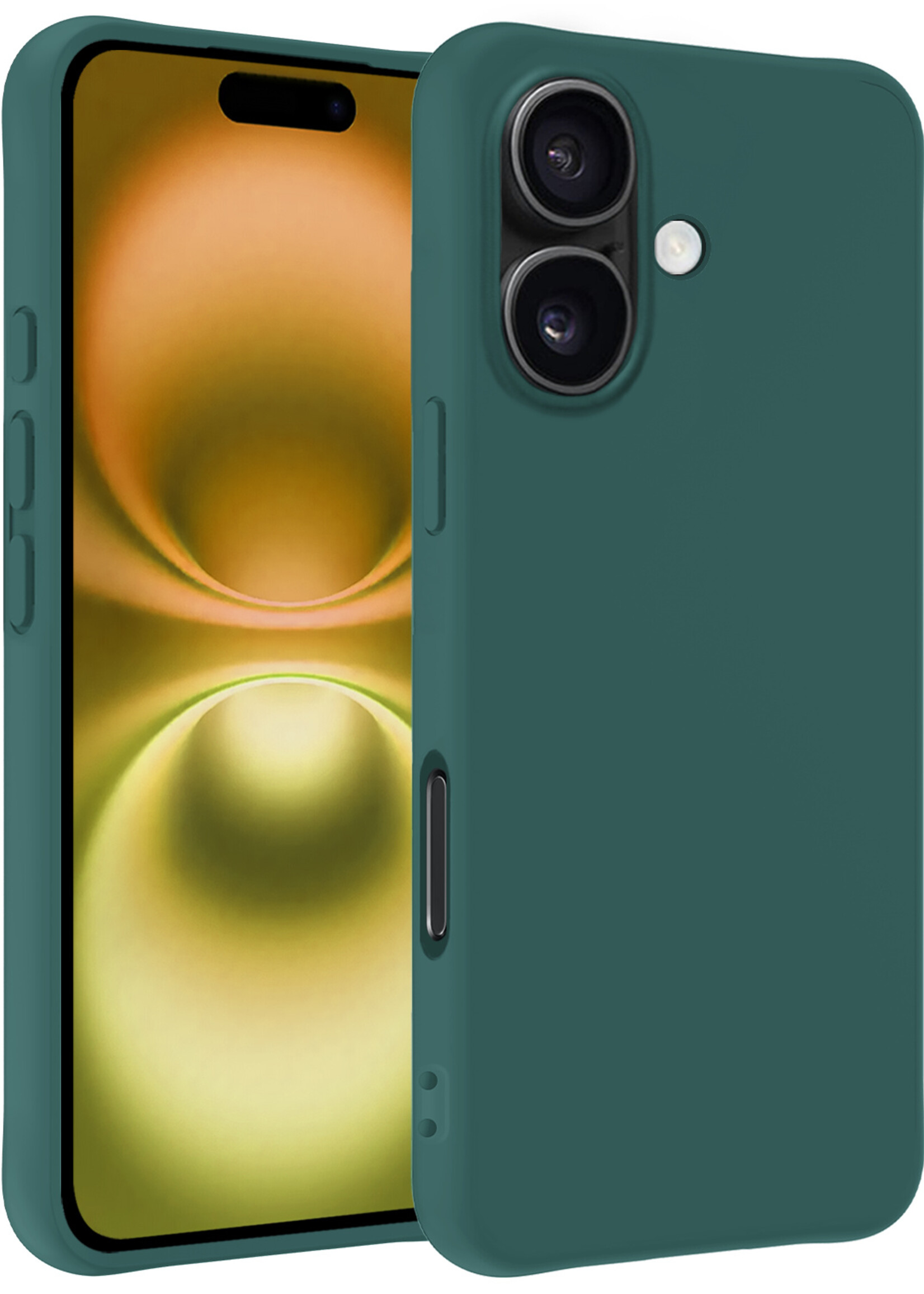 LUQ Hoesje Geschikt voor iPhone 16 Hoesje Siliconen Case - Hoes Geschikt voor iPhone 16 Hoes Siliconen - Donkergroen