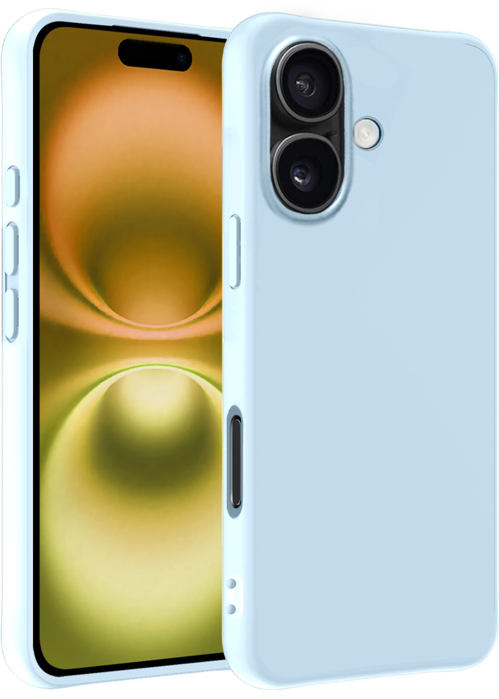 LUQ Hoesje Geschikt voor iPhone 16 Hoesje Siliconen Case - Hoes Geschikt voor iPhone 16 Hoes Siliconen - Lichtblauw