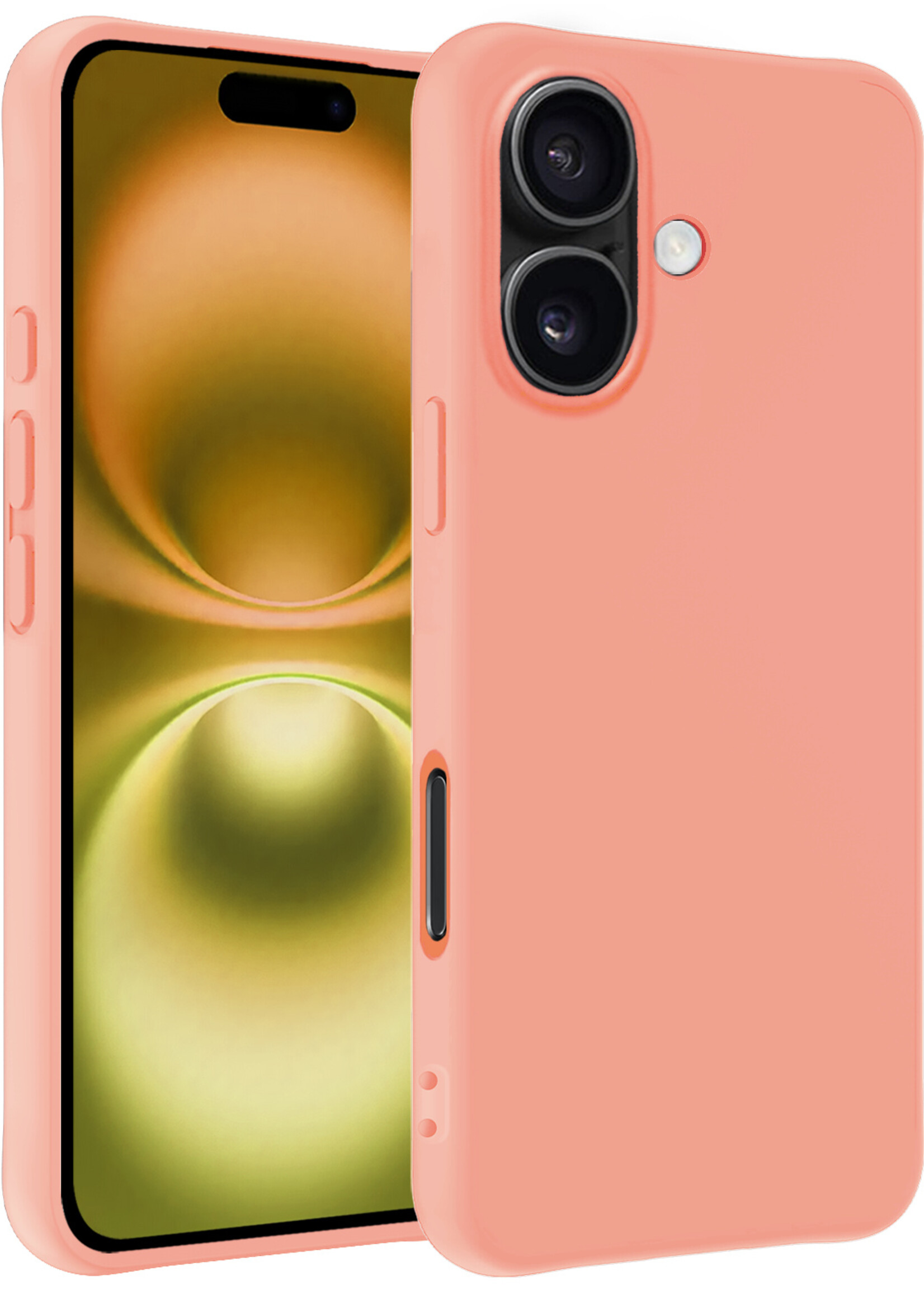 LUQ Hoesje Geschikt voor iPhone 16 Hoesje Siliconen Case - Hoes Geschikt voor iPhone 16 Hoes Siliconen - Perzik