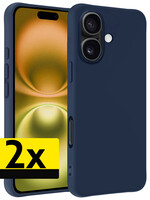 LUQ LUQ iPhone 16 Hoesje Siliconen - Donkerblauw - 2 PACK