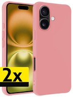 LUQ LUQ iPhone 16 Hoesje Siliconen - Lichtroze - 2 PACK
