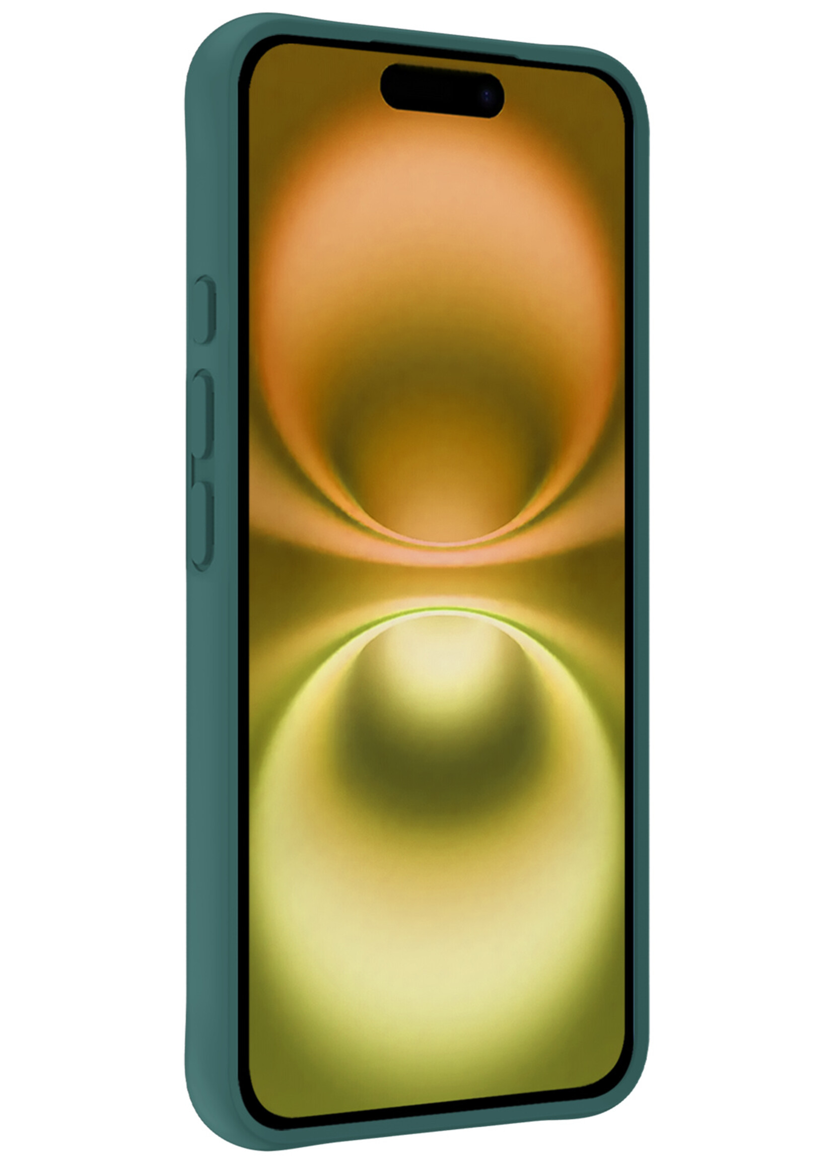 LUQ Hoesje Geschikt voor iPhone 16 Hoesje Siliconen Case Met Screenprotector - Hoes Geschikt voor iPhone 16 Hoes Siliconen - Donkergroen