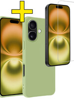 LUQ LUQ iPhone 16 Hoesje Siliconen Met Screenprotector Met Dichte Notch - Groen