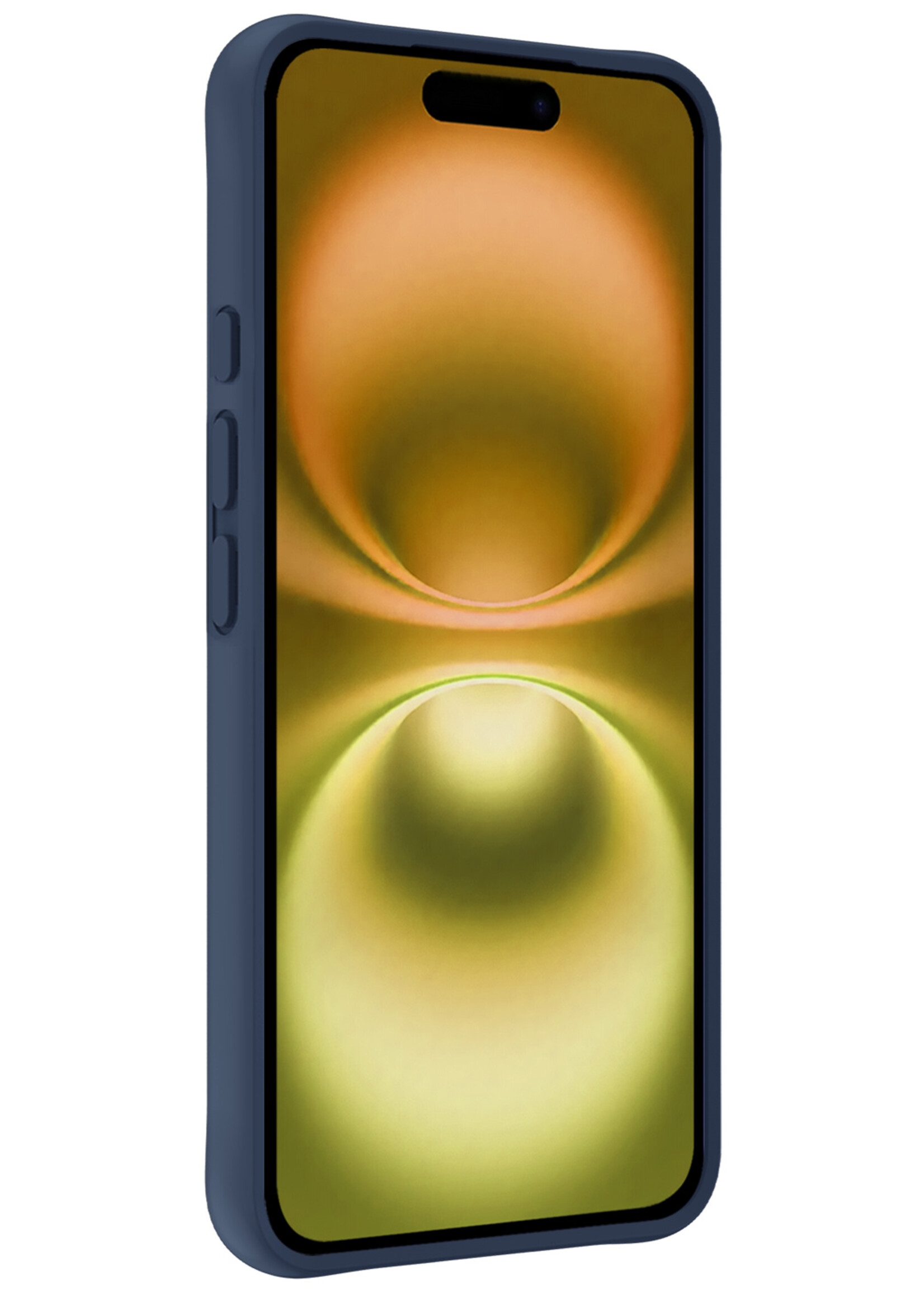 LUQ Hoesje Geschikt voor iPhone 16 Hoesje Siliconen Case Met 2x Screenprotector - Hoes Geschikt voor iPhone 16 Hoes Siliconen - Donkerblauw