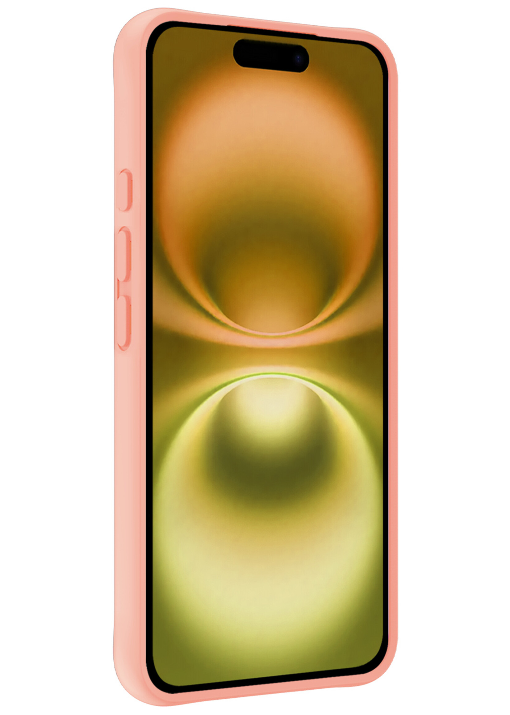 LUQ Hoesje Geschikt voor iPhone 16 Hoesje Siliconen Case Met 2x Screenprotector - Hoes Geschikt voor iPhone 16 Hoes Siliconen - Perzik