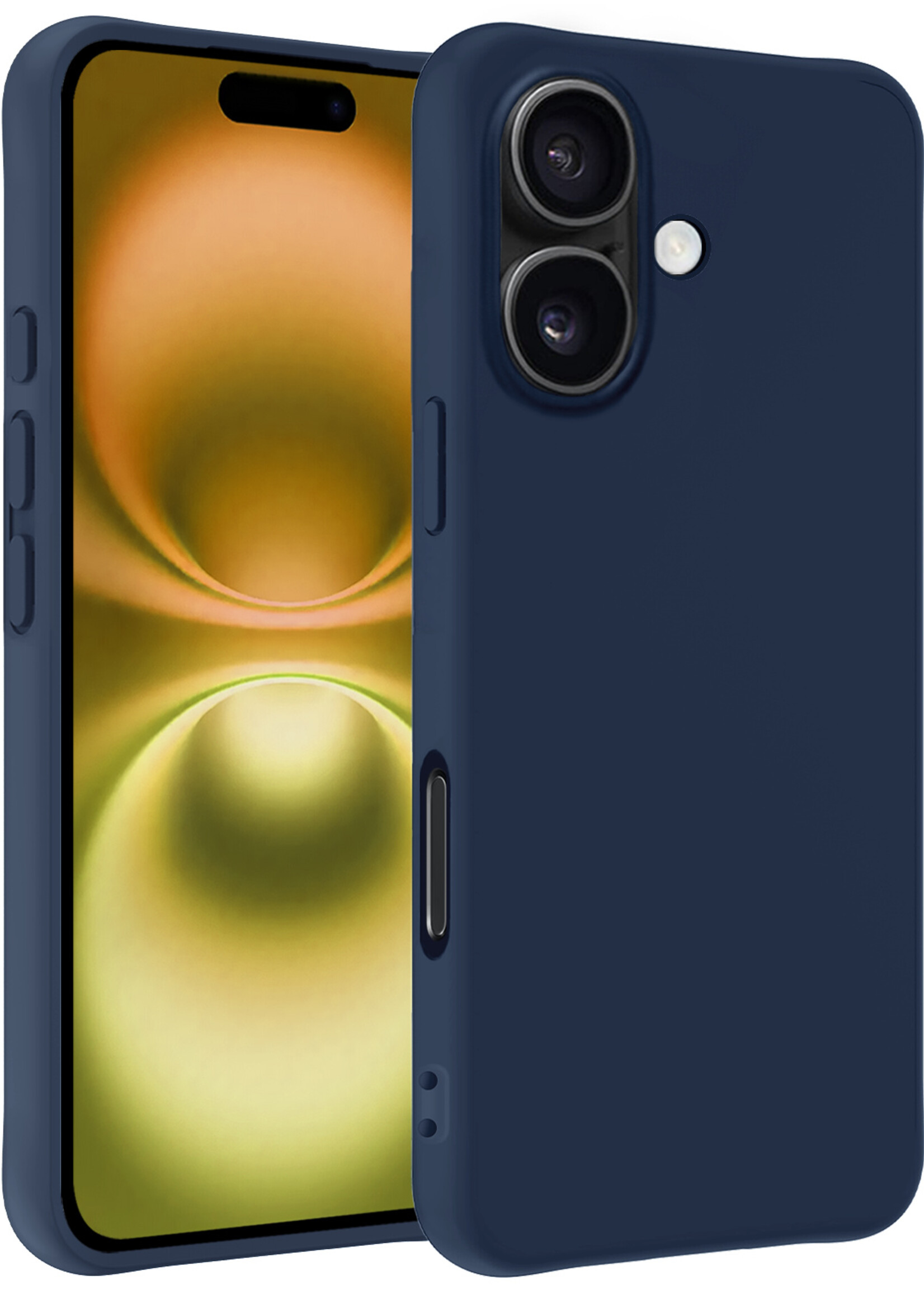 LUQ Hoesje Geschikt voor iPhone 16 Plus Hoesje Siliconen Case - Hoes Geschikt voor iPhone 16 Plus Hoes Siliconen - Donkerblauw