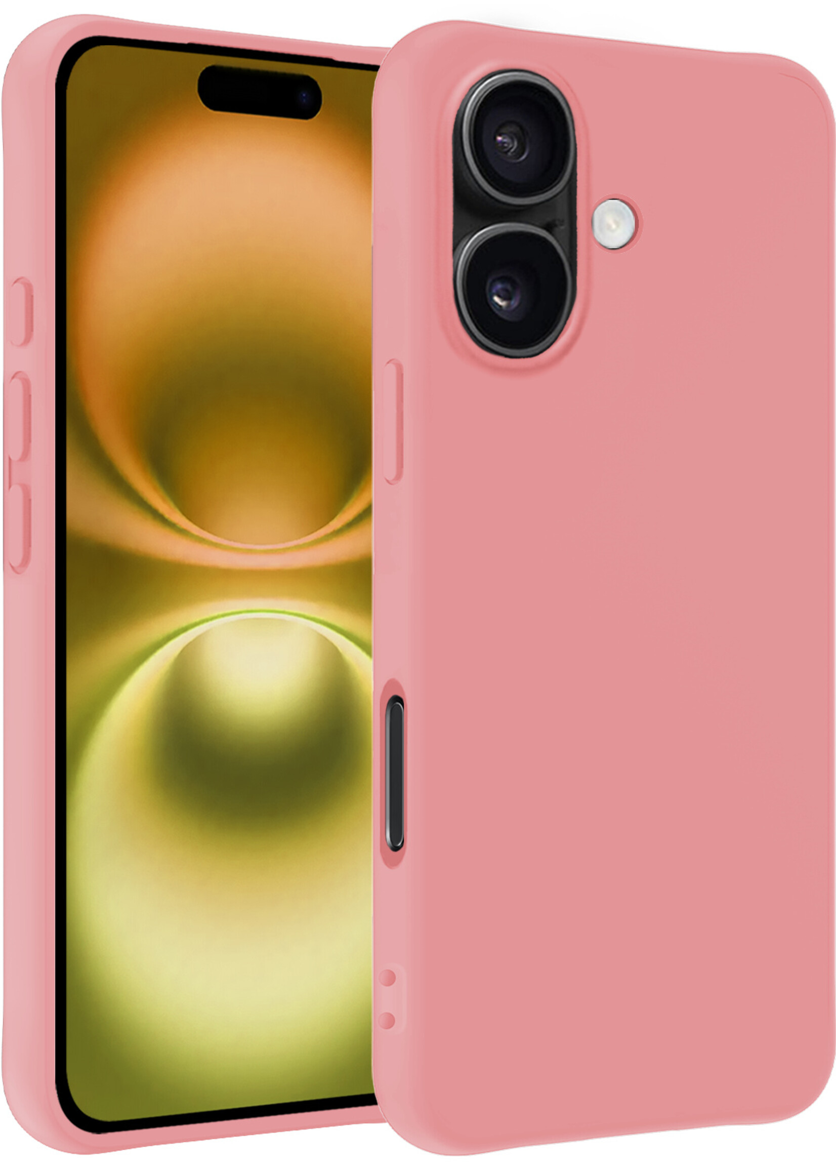 LUQ Hoesje Geschikt voor iPhone 16 Plus Hoesje Siliconen Case - Hoes Geschikt voor iPhone 16 Plus Hoes Siliconen - Lichtroze