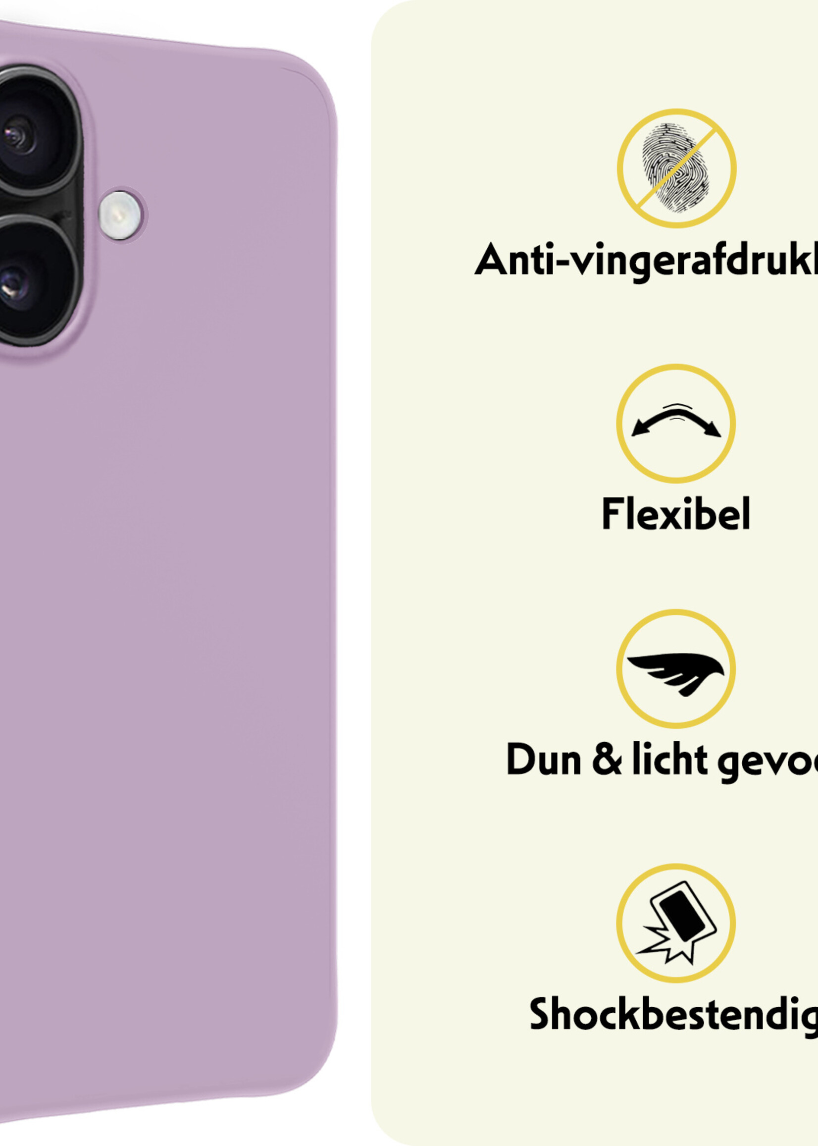 LUQ Hoesje Geschikt voor iPhone 16 Plus Hoesje Siliconen Case - Hoes Geschikt voor iPhone 16 Plus Hoes Siliconen - Lila