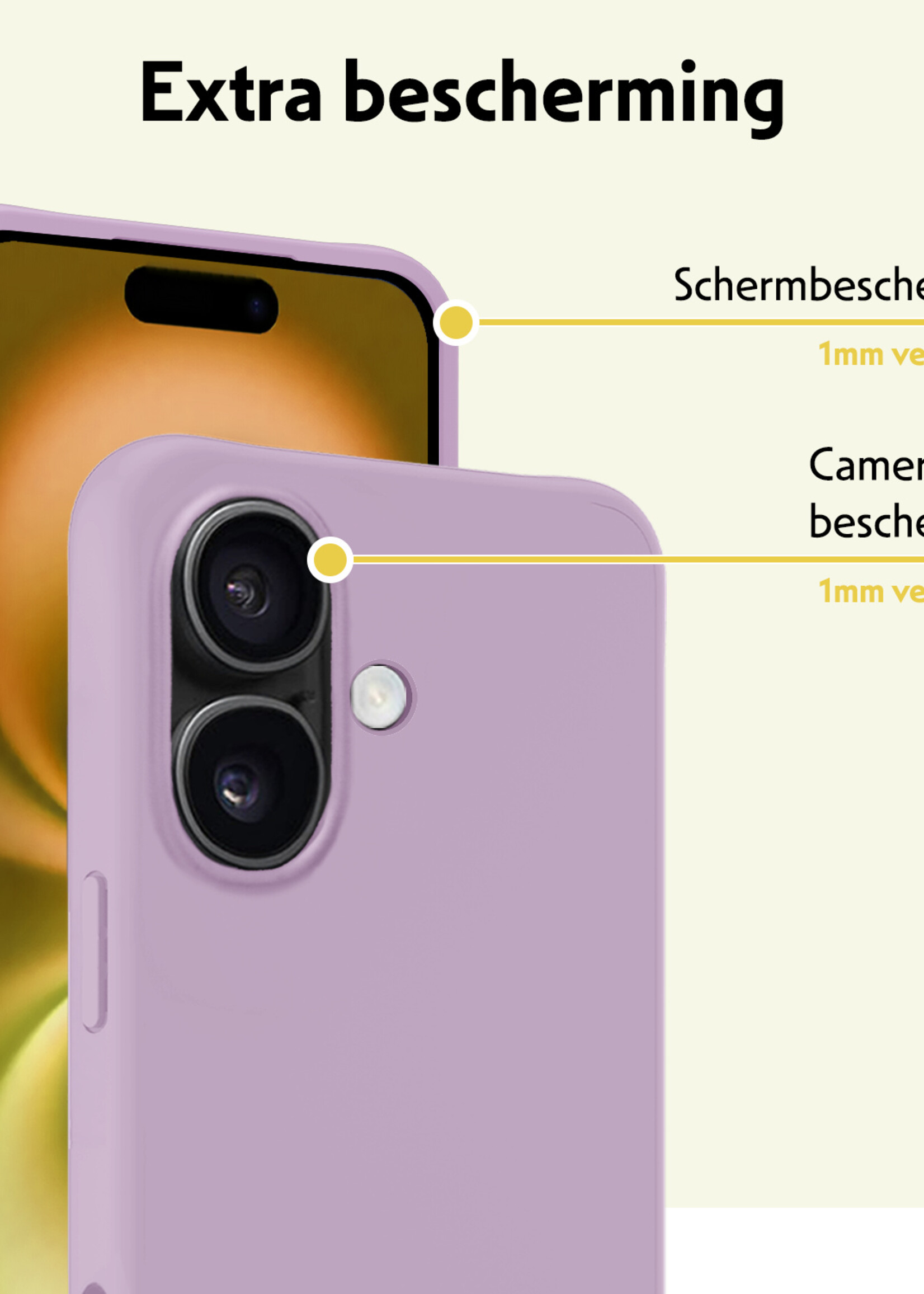 LUQ Hoesje Geschikt voor iPhone 16 Plus Hoesje Siliconen Case - Hoes Geschikt voor iPhone 16 Plus Hoes Siliconen - Lila