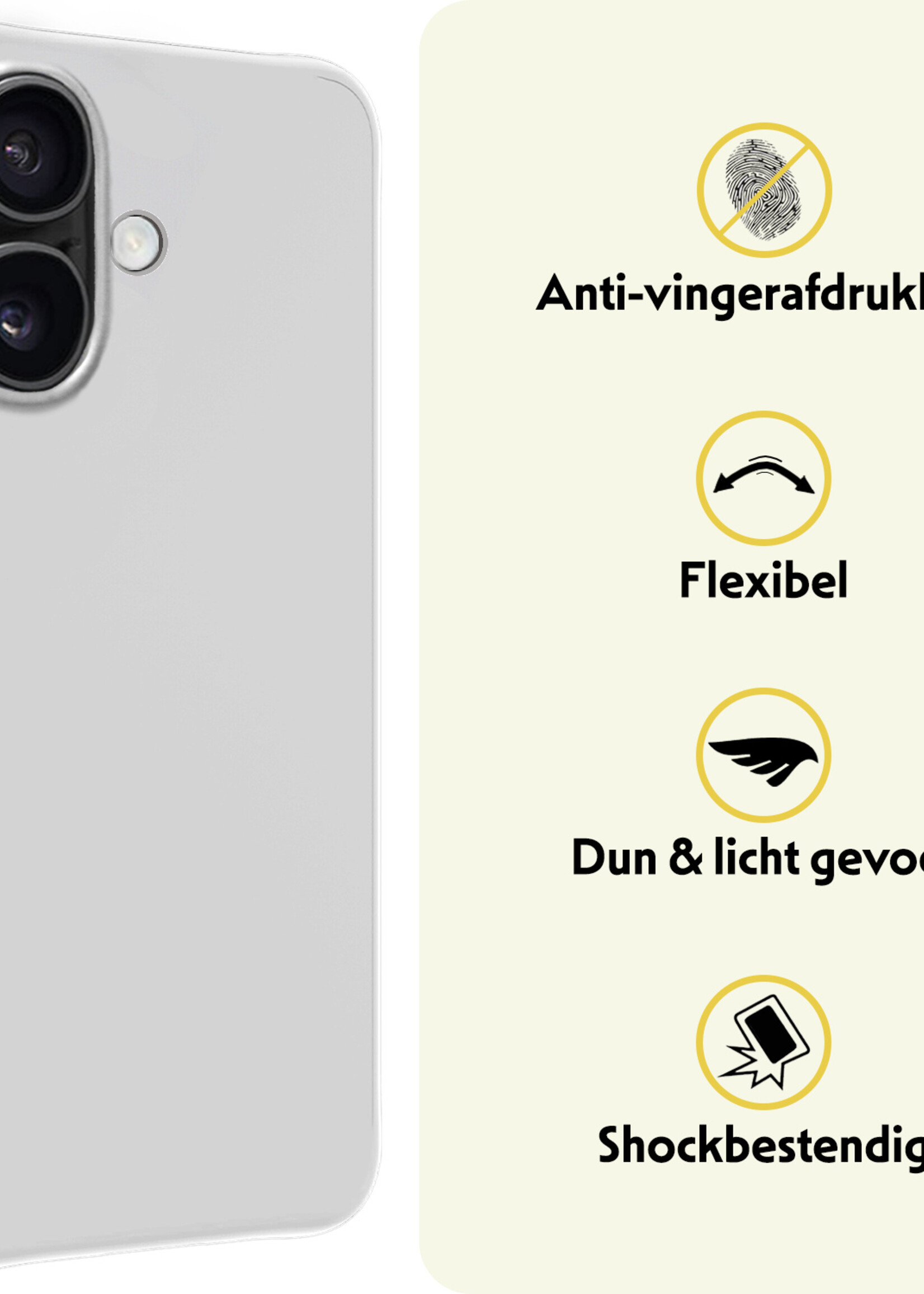 LUQ Hoesje Geschikt voor iPhone 16 Plus Hoesje Siliconen Case - Hoes Geschikt voor iPhone 16 Plus Hoes Siliconen - Wit
