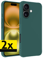 LUQ LUQ iPhone 16 Plus Hoesje Siliconen - Donkergroen - 2 PACK