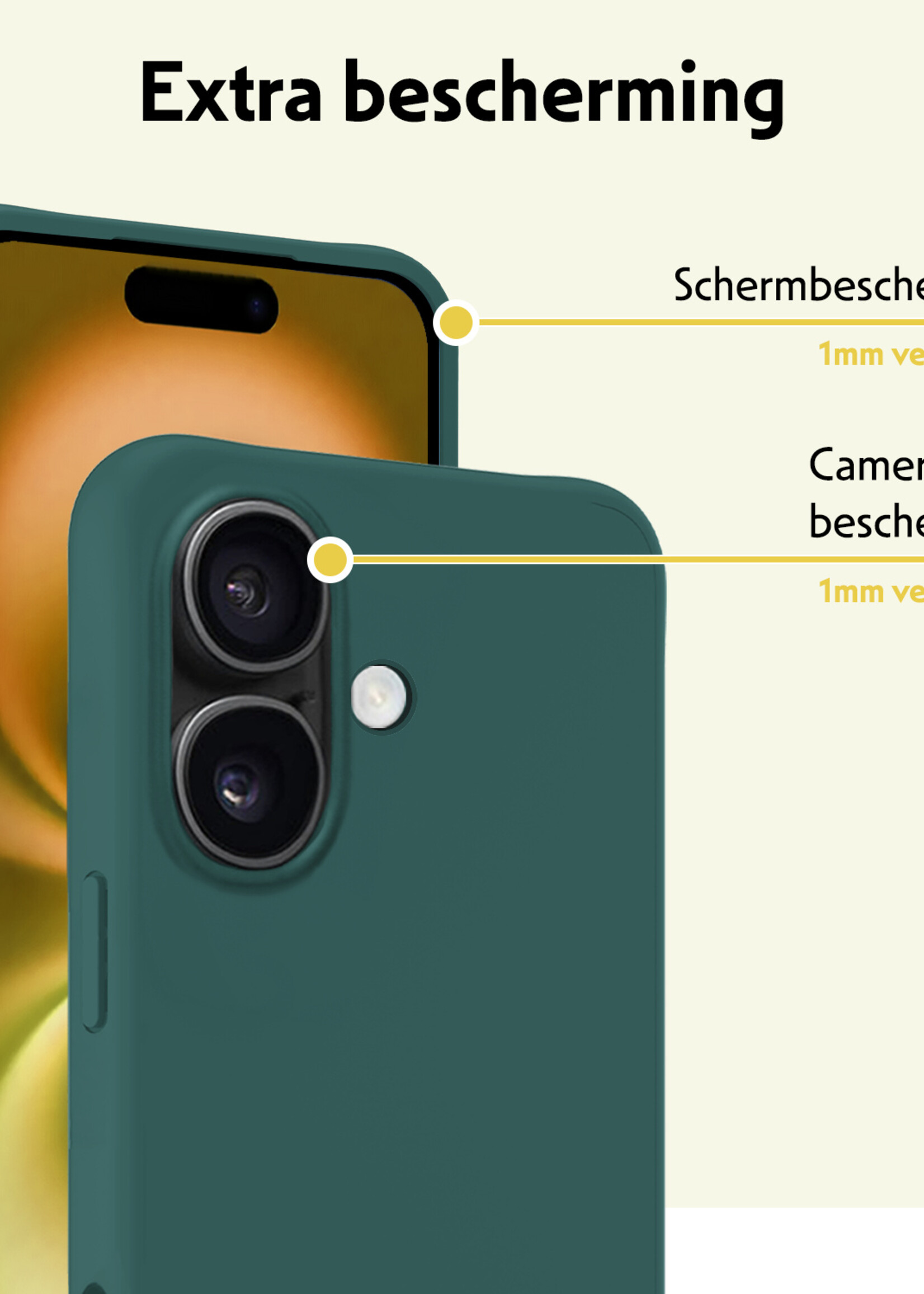 LUQ Hoesje Geschikt voor iPhone 16 Plus Hoesje Siliconen Case Met Screenprotector - Hoes Geschikt voor iPhone 16 Plus Hoes Siliconen - Donkergroen