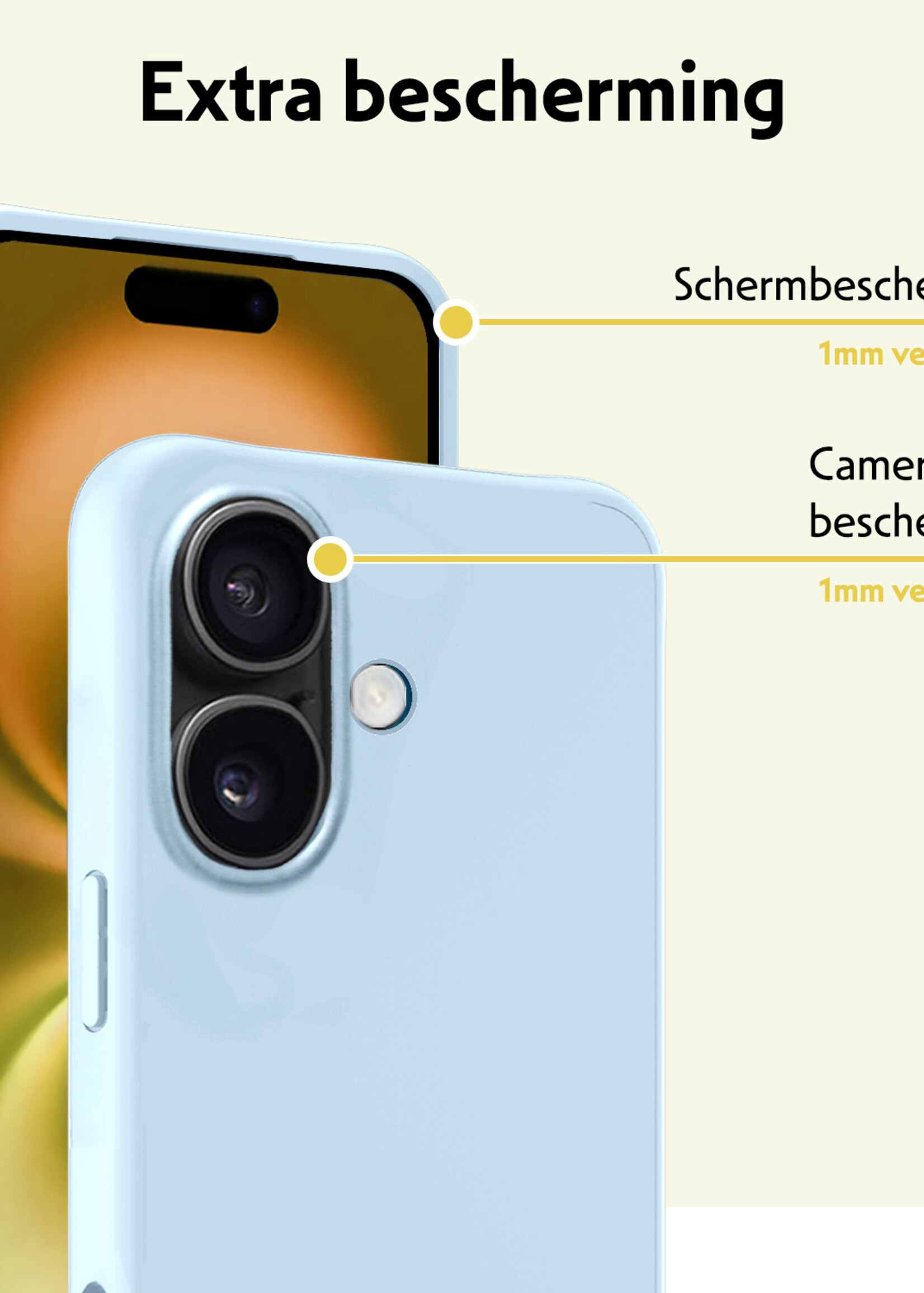 LUQ Hoesje Geschikt voor iPhone 16 Plus Hoesje Siliconen Case Met Screenprotector - Hoes Geschikt voor iPhone 16 Plus Hoes Siliconen - Lichtblauw