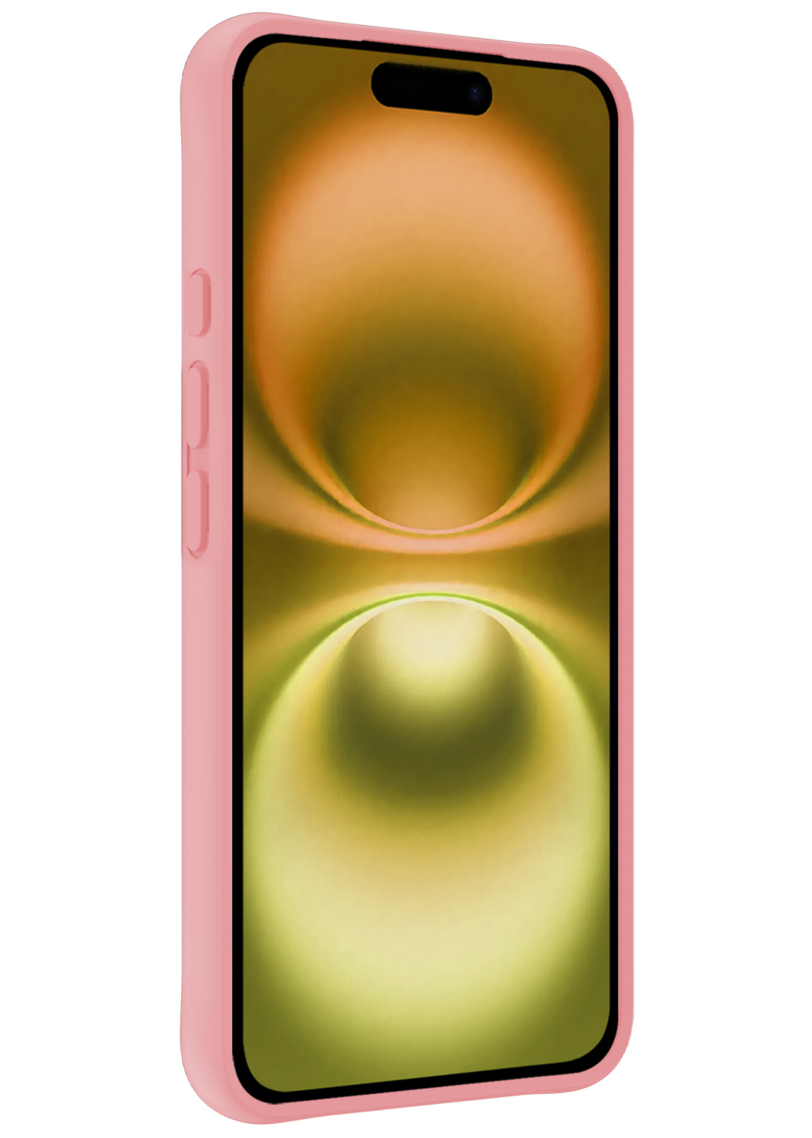 LUQ Hoesje Geschikt voor iPhone 16 Plus Hoesje Siliconen Case Met 2x Screenprotector - Hoes Geschikt voor iPhone 16 Plus Hoes Siliconen - Lichtroze