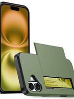LUQ LUQ iPhone 16 Hoesje Pashouder Hard - Donker Groen