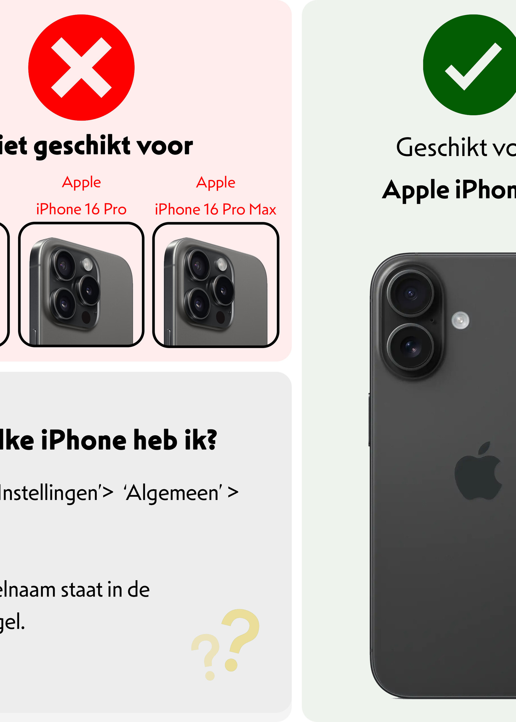 LUQ Hoesje Geschikt voor iPhone 16 Hoesje Case Pashouder Hard Cover - Hoes Geschikt voor iPhone 16 Hoesje Met Kaarthouder - Grijs
