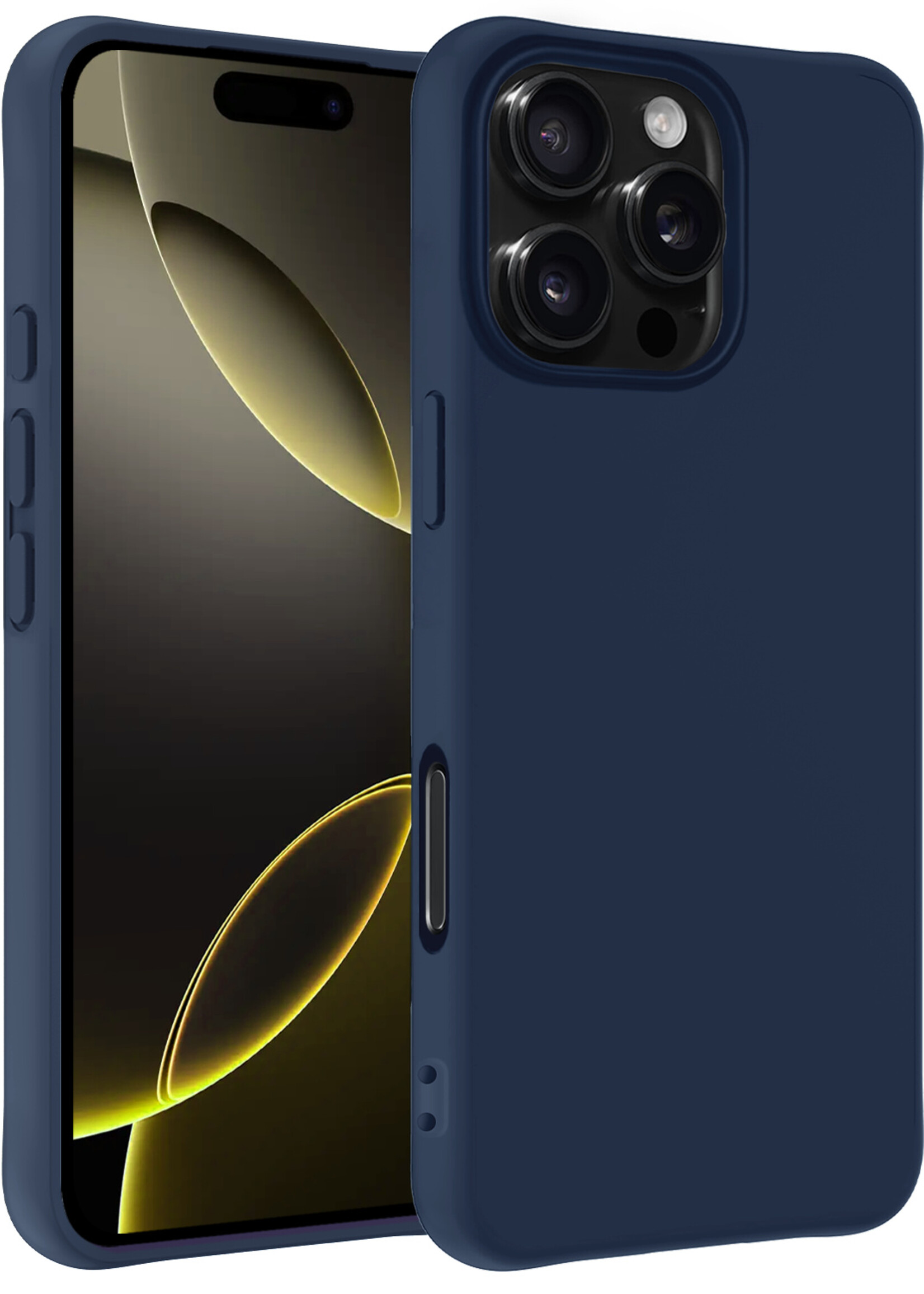 LUQ Hoesje Geschikt voor iPhone 16 Pro Hoesje Siliconen Case - Hoes Geschikt voor iPhone 16 Pro Hoes Siliconen - Donkerblauw