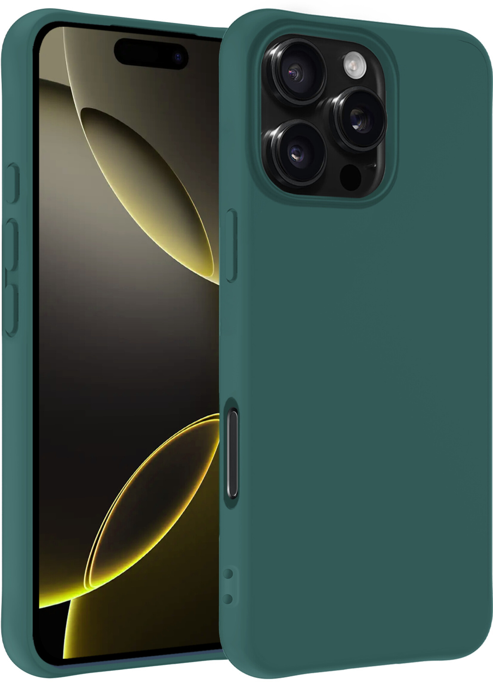 LUQ Hoesje Geschikt voor iPhone 16 Pro Hoesje Siliconen Case - Hoes Geschikt voor iPhone 16 Pro Hoes Siliconen - Donkergroen