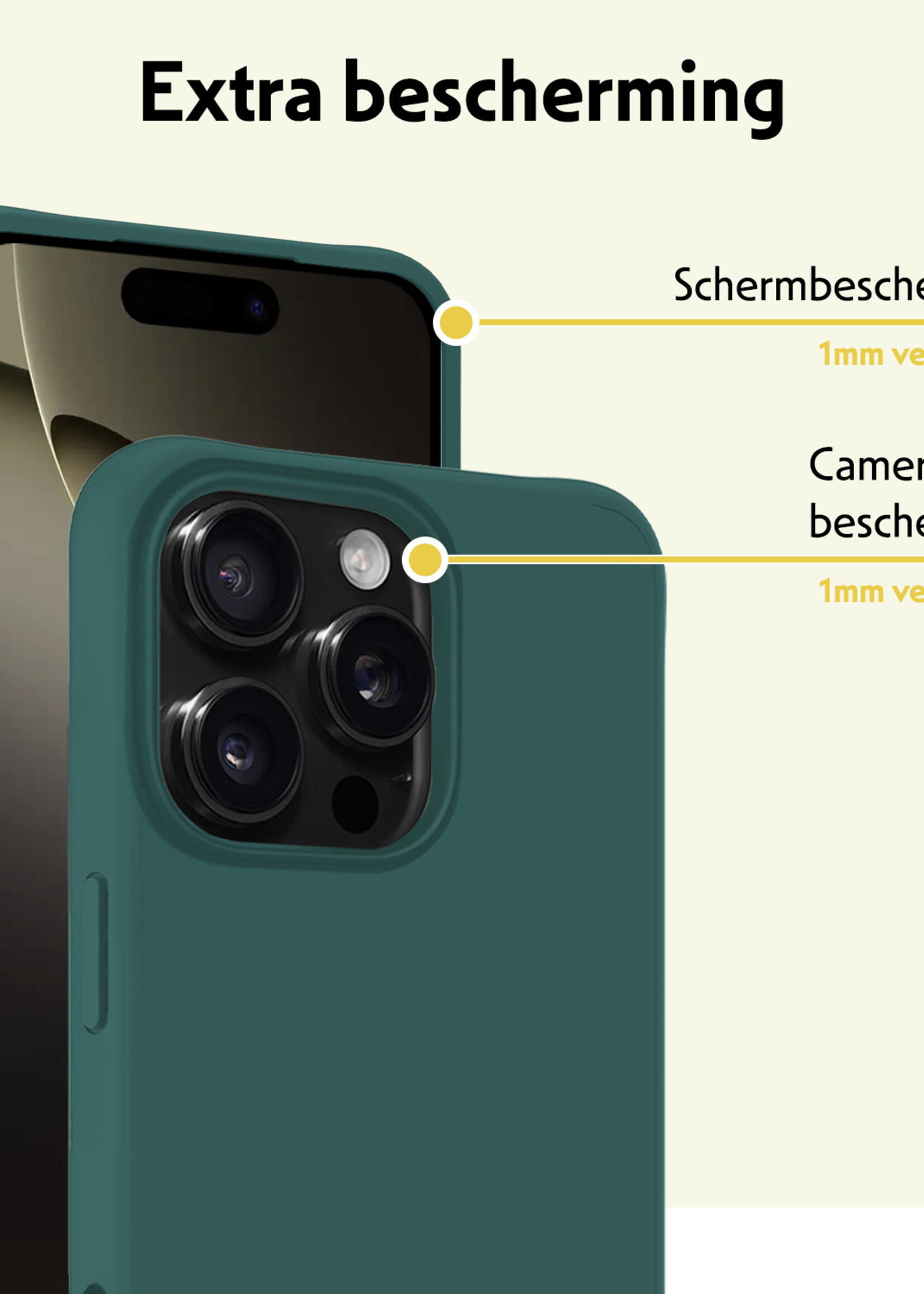 LUQ Hoesje Geschikt voor iPhone 16 Pro Hoesje Siliconen Case - Hoes Geschikt voor iPhone 16 Pro Hoes Siliconen - Donkergroen