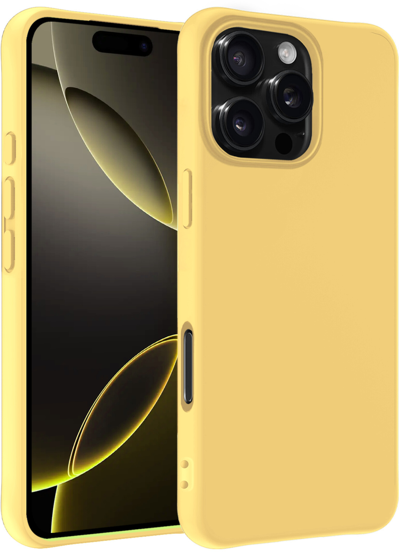 LUQ Hoesje Geschikt voor iPhone 16 Pro Hoesje Siliconen Case - Hoes Geschikt voor iPhone 16 Pro Hoes Siliconen - Geel