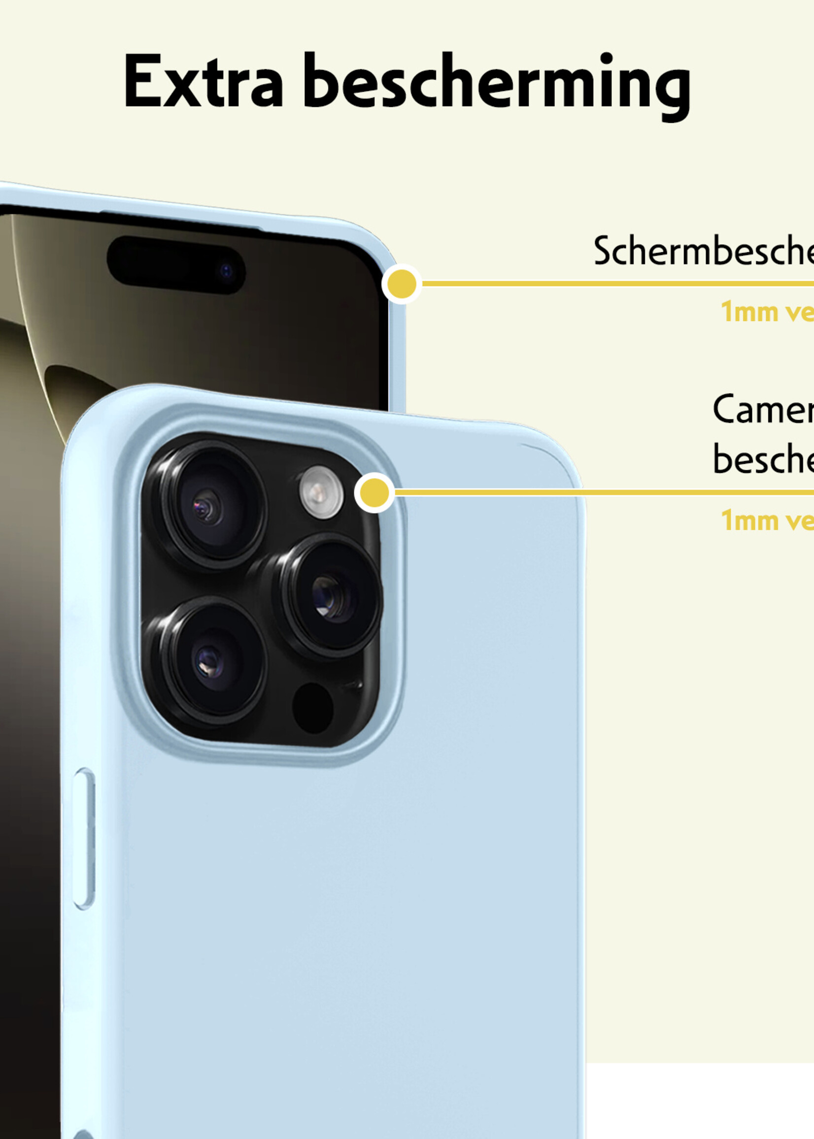 LUQ Hoesje Geschikt voor iPhone 16 Pro Hoesje Siliconen Case - Hoes Geschikt voor iPhone 16 Pro Hoes Siliconen - Lichtblauw