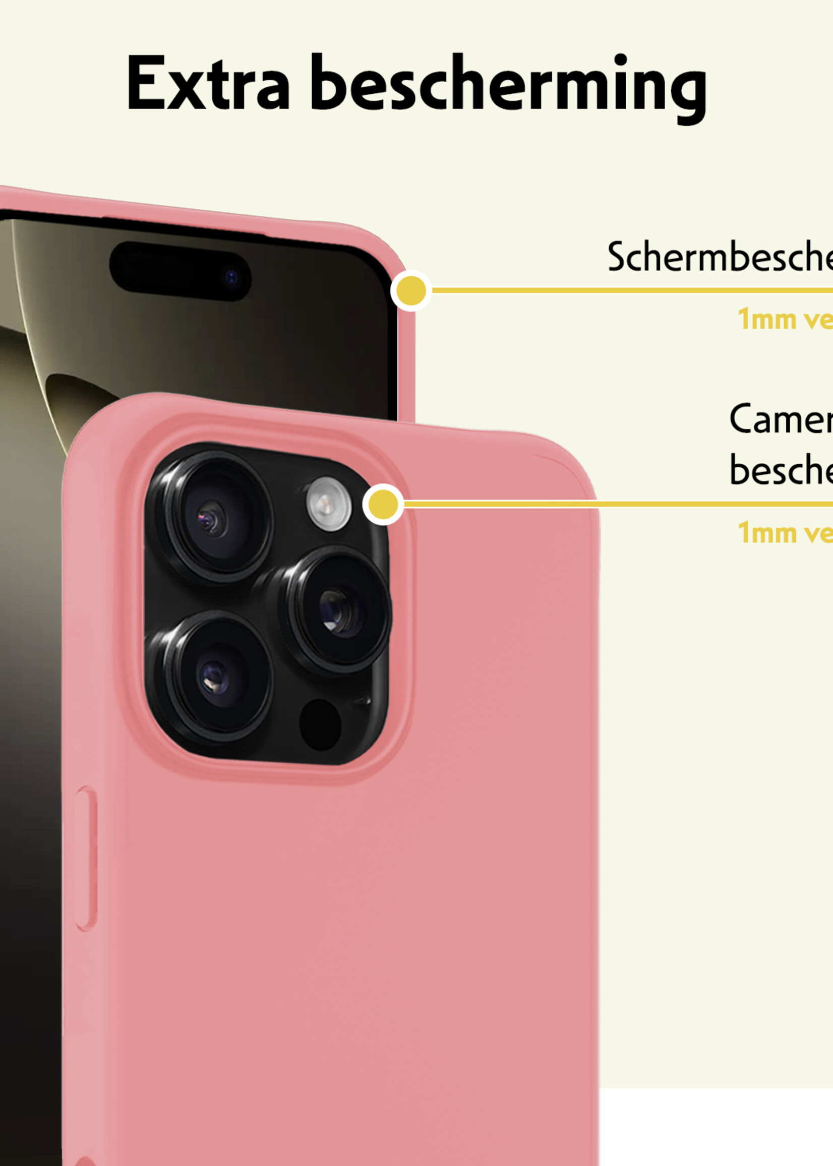 LUQ Hoesje Geschikt voor iPhone 16 Pro Hoesje Siliconen Case - Hoes Geschikt voor iPhone 16 Pro Hoes Siliconen - Lichtroze