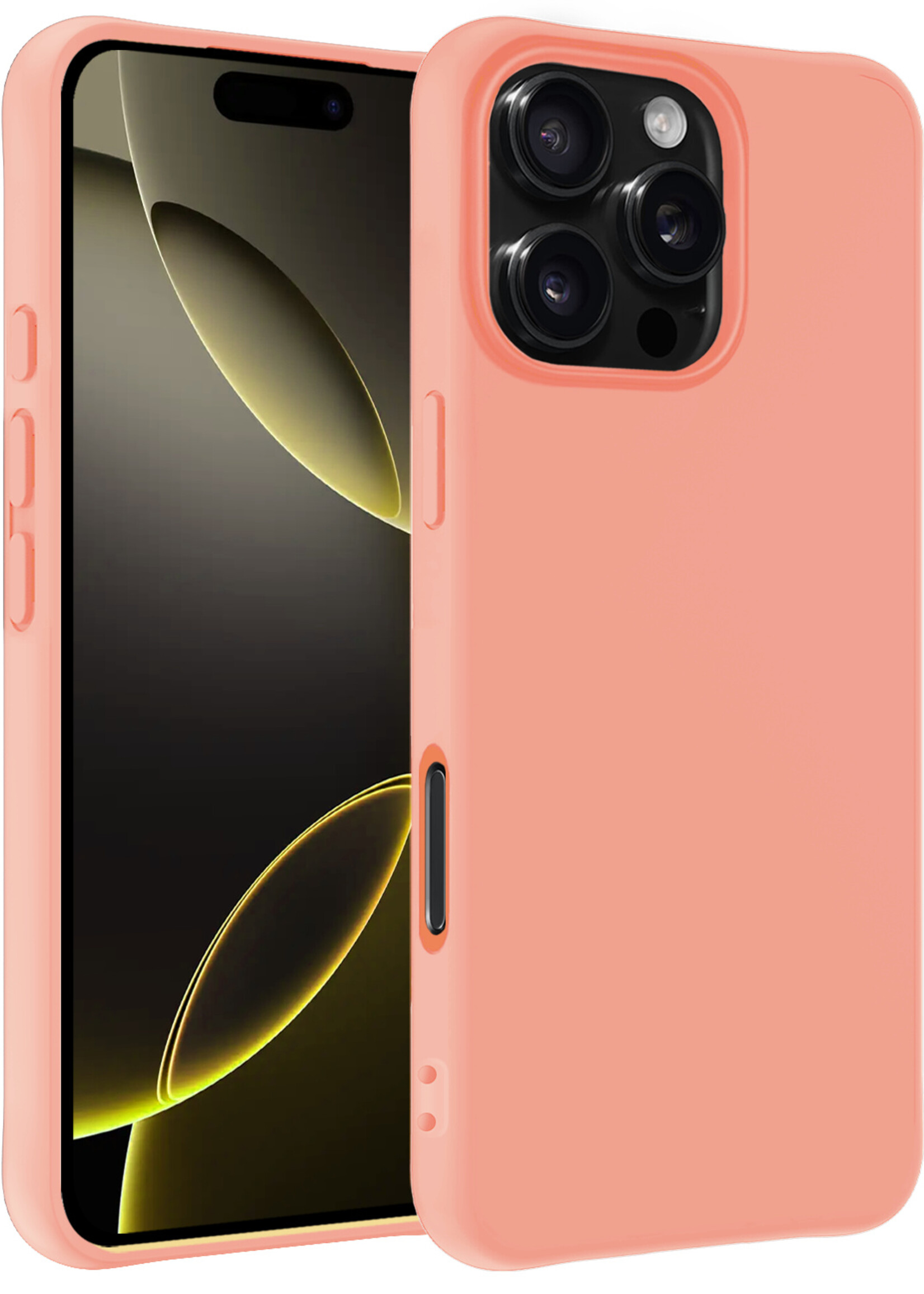 LUQ Hoesje Geschikt voor iPhone 16 Pro Hoesje Siliconen Case - Hoes Geschikt voor iPhone 16 Pro Hoes Siliconen - Perzik