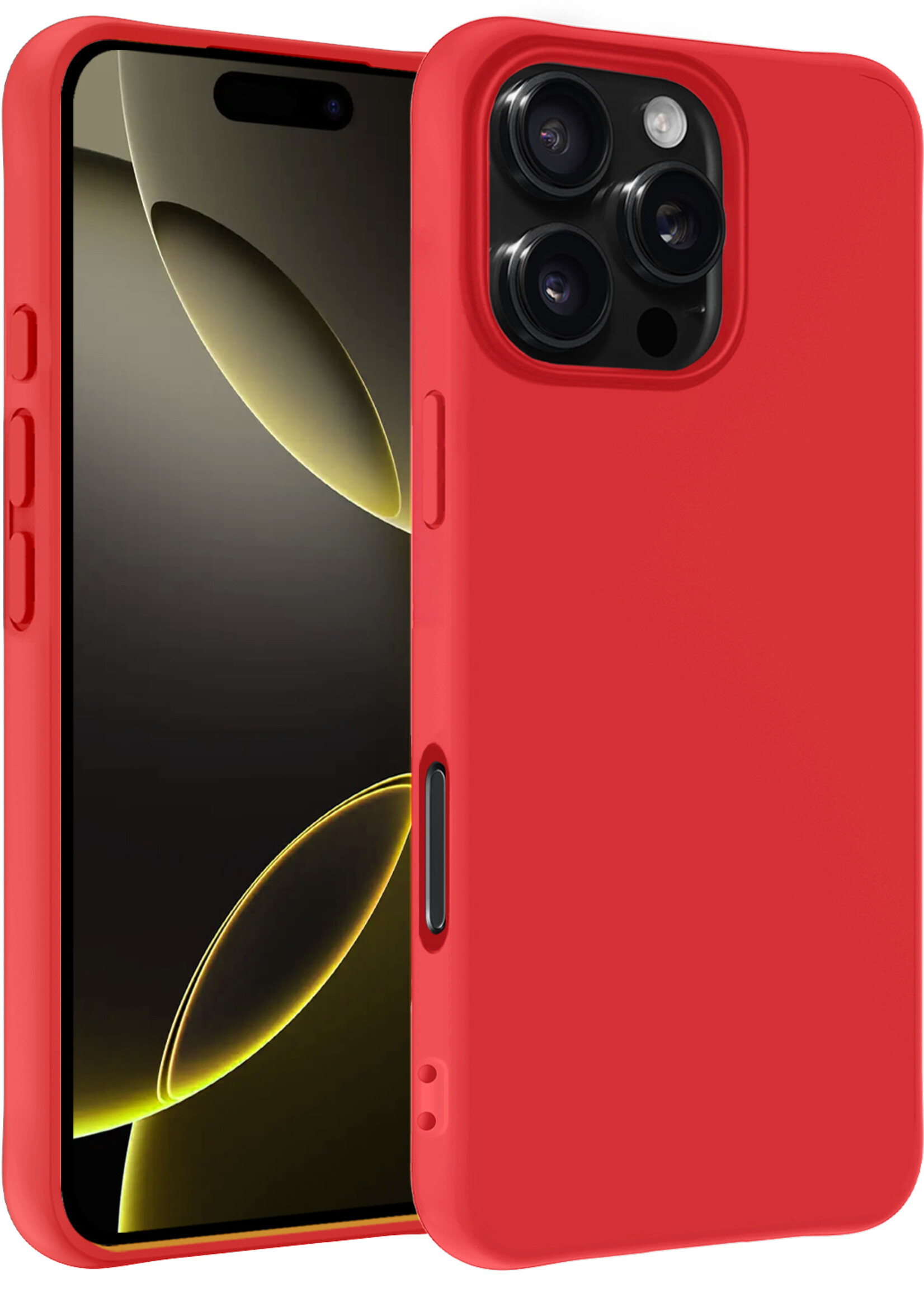 LUQ Hoesje Geschikt voor iPhone 16 Pro Hoesje Siliconen Case - Hoes Geschikt voor iPhone 16 Pro Hoes Siliconen - Rood