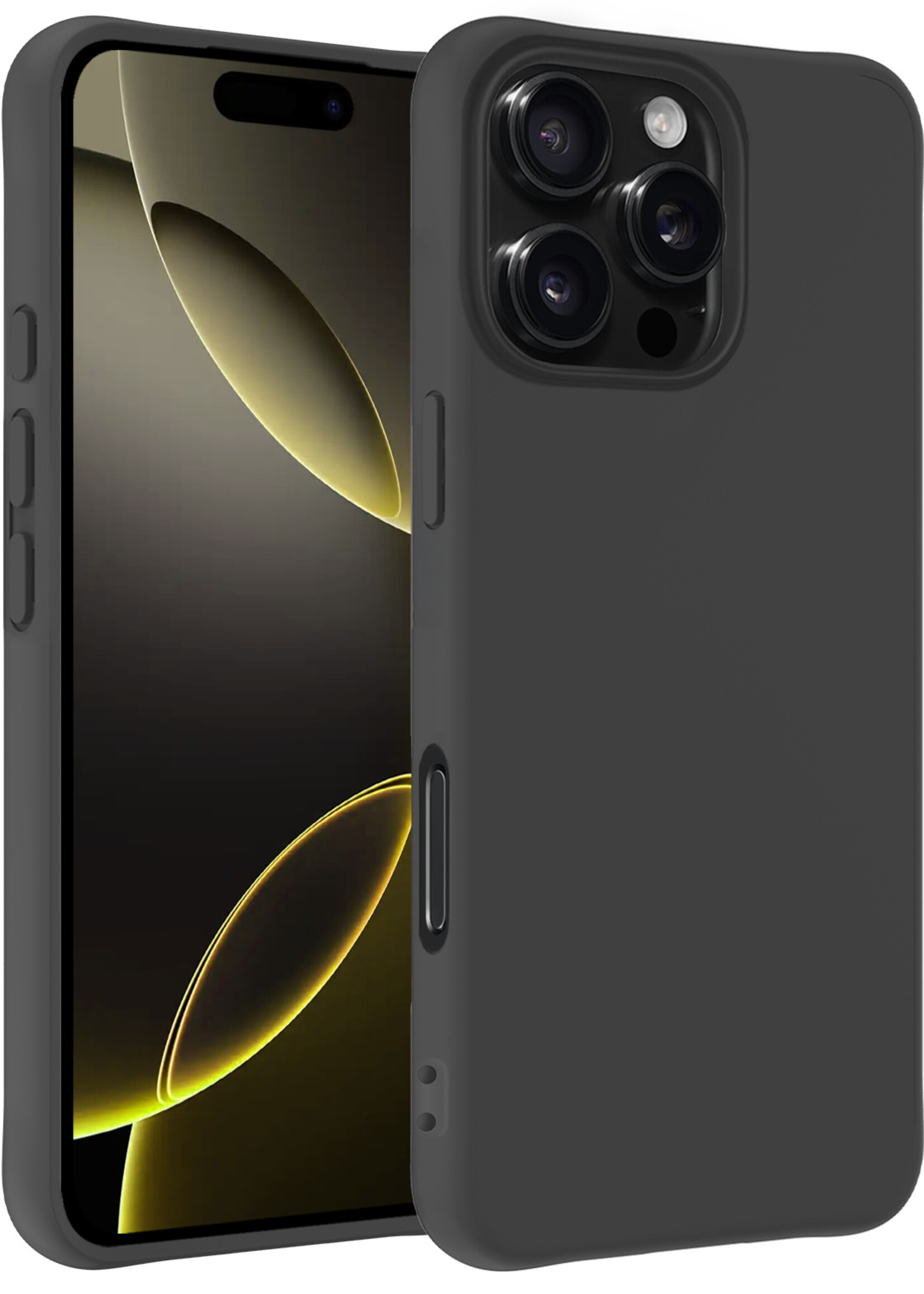 LUQ Hoesje Geschikt voor iPhone 16 Pro Hoesje Siliconen Case - Hoes Geschikt voor iPhone 16 Pro Hoes Siliconen - Zwart