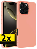 LUQ LUQ iPhone 16 Pro Hoesje Siliconen - Perzik - 2 PACK
