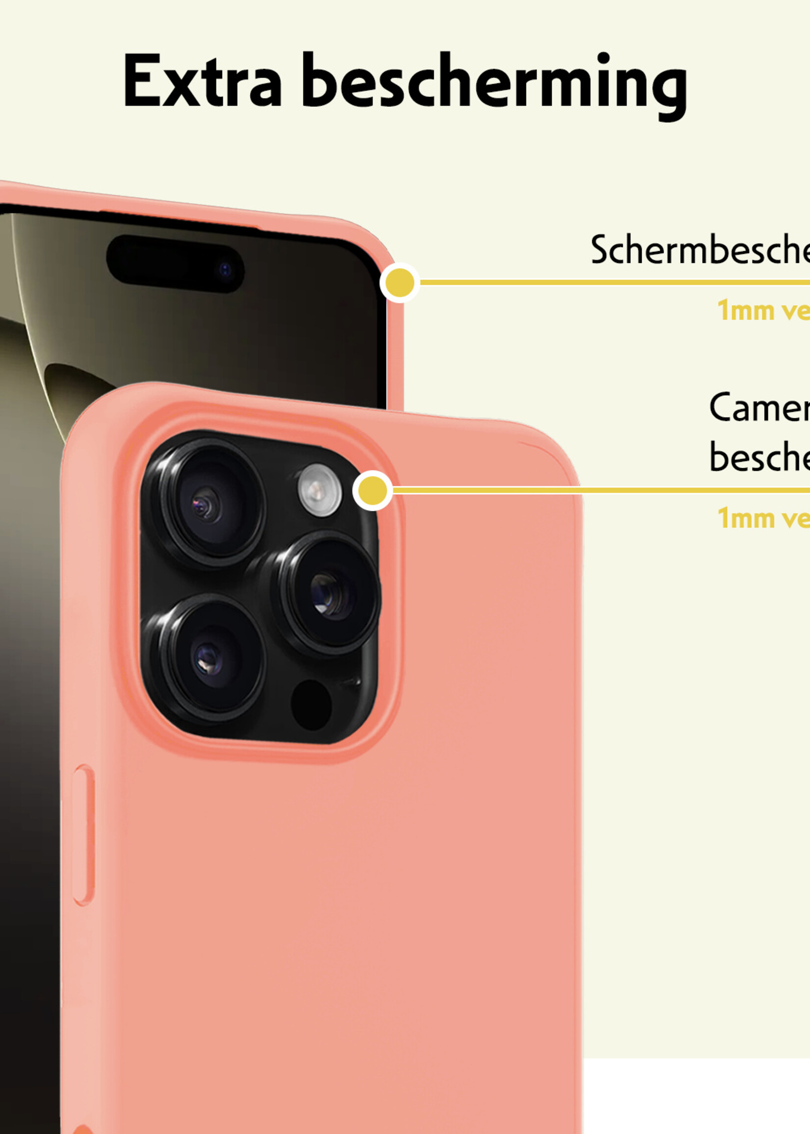 LUQ Hoesje Geschikt voor iPhone 16 Pro Hoesje Siliconen Case - Hoes Geschikt voor iPhone 16 Pro Hoes Siliconen - Perzik - 2 Stuks