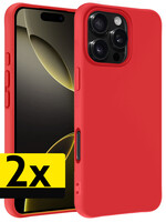 LUQ LUQ iPhone 16 Pro Hoesje Siliconen - Rood - 2 PACK