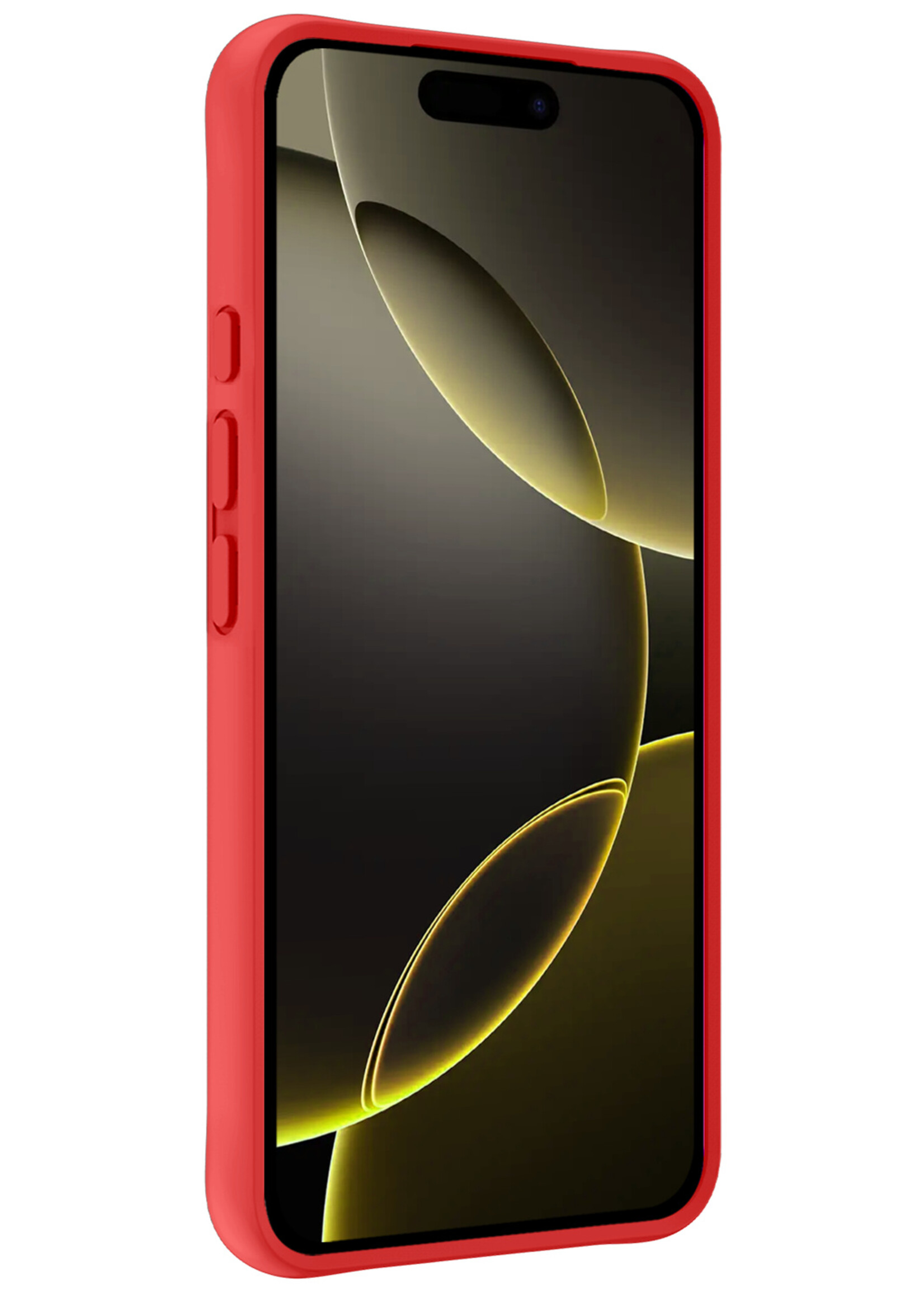 LUQ Hoesje Geschikt voor iPhone 16 Pro Hoesje Siliconen Case - Hoes Geschikt voor iPhone 16 Pro Hoes Siliconen - Rood - 2 Stuks