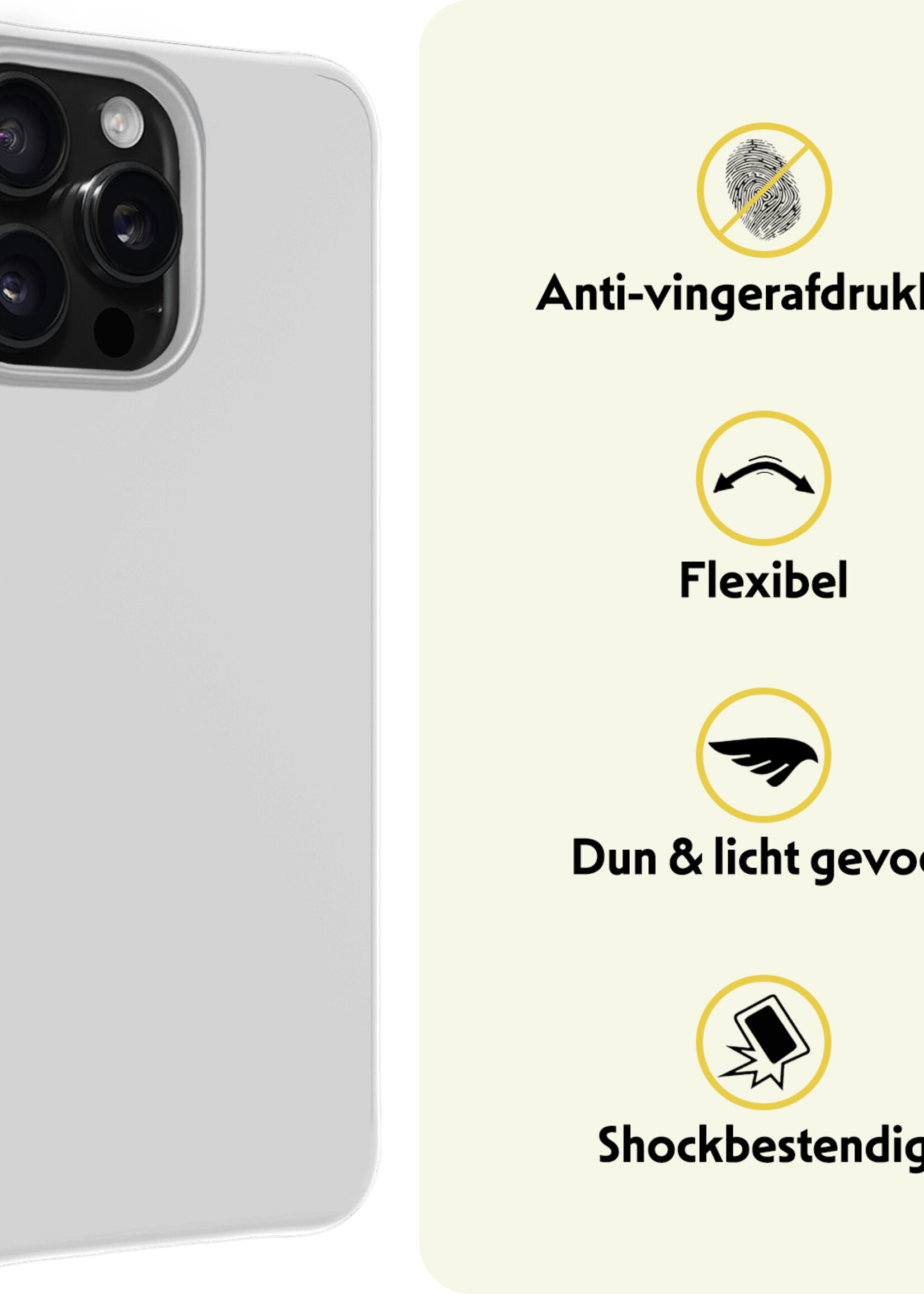 LUQ Hoesje Geschikt voor iPhone 16 Pro Hoesje Siliconen Case - Hoes Geschikt voor iPhone 16 Pro Hoes Siliconen - Wit - 2 Stuks
